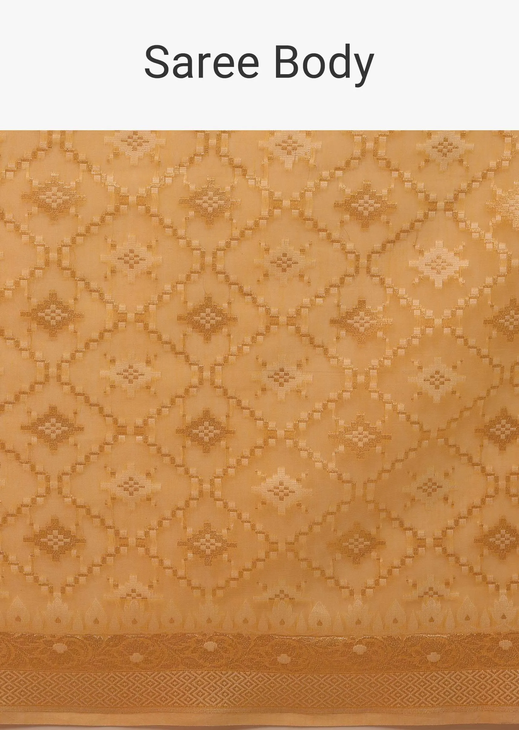 Amber Yellow Saree In Pure Cotton Handloom And Weaving In Banarasi Chanderi