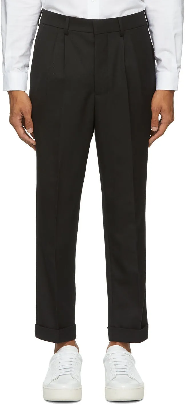 AMI Alexandre Mattiussi Black Carrot Fit Cuffed Hem Trousers