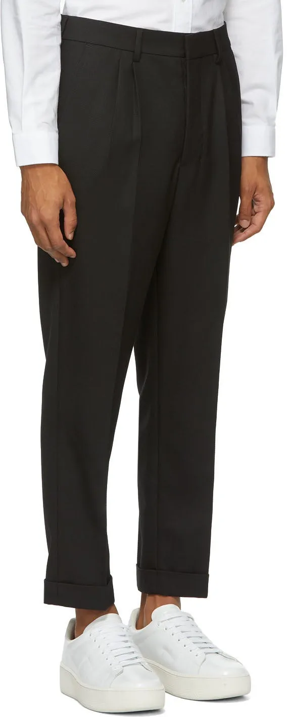 AMI Alexandre Mattiussi Black Carrot Fit Cuffed Hem Trousers