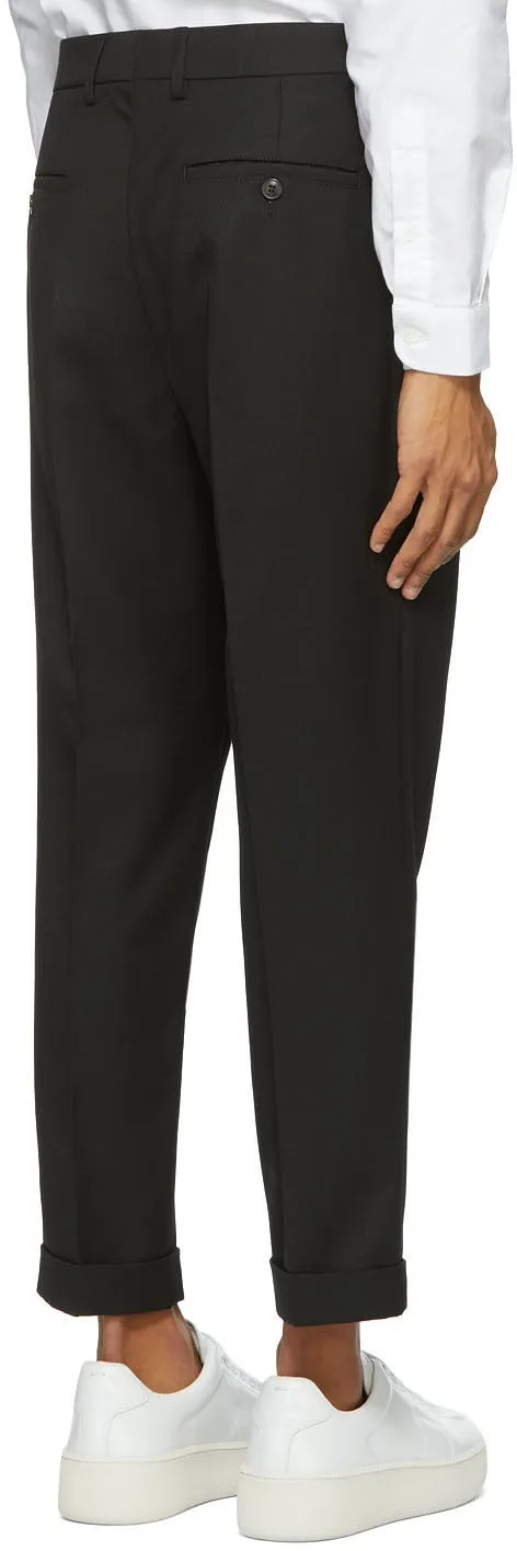 AMI Alexandre Mattiussi Black Carrot Fit Cuffed Hem Trousers