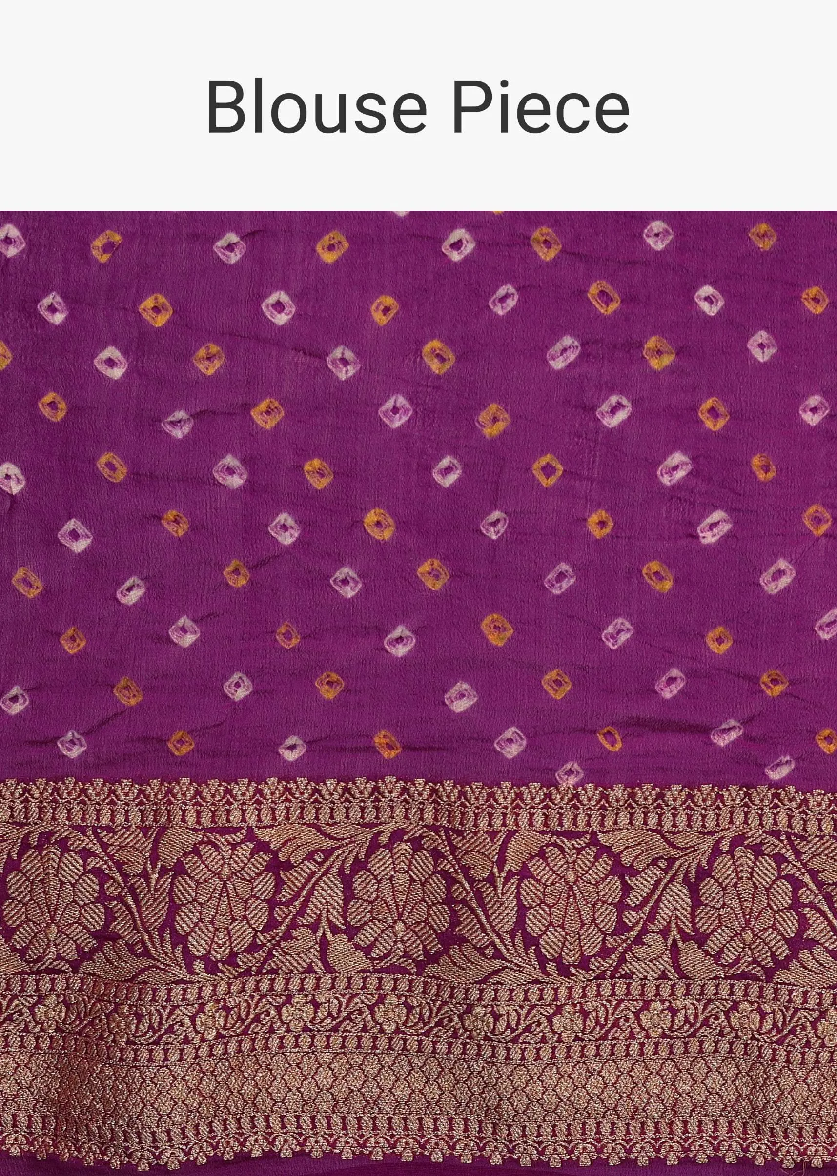 Authentic Dual-Tone Purple And Pink Saree In Bandhani Handwoven Georgette With Floral Jaal Weave
