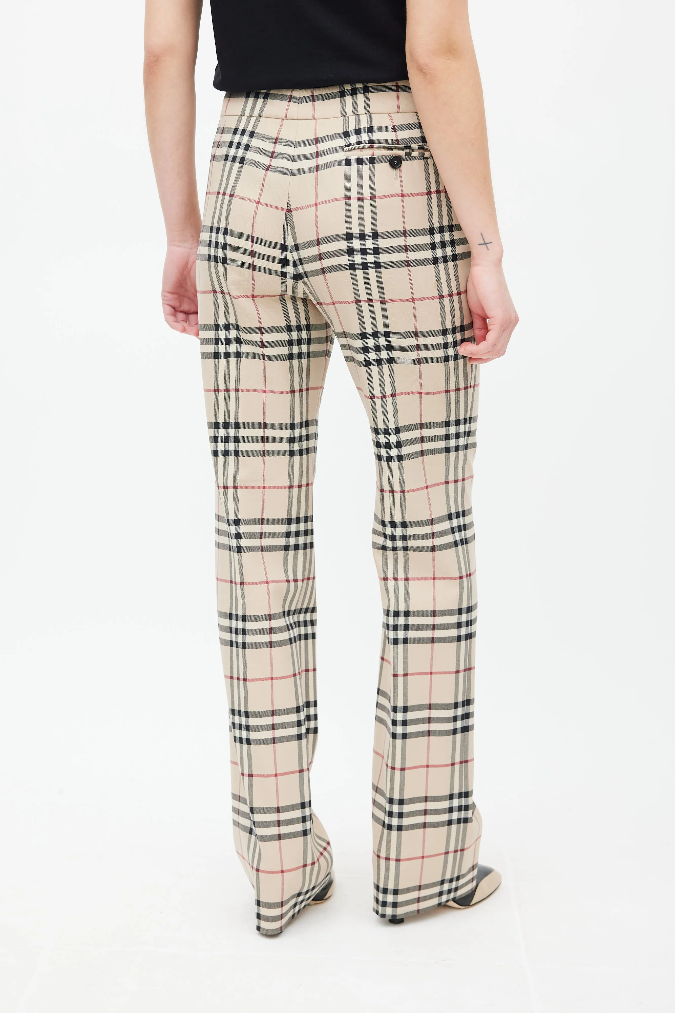 Beige & Multicolour Wool Nova Check Trouser