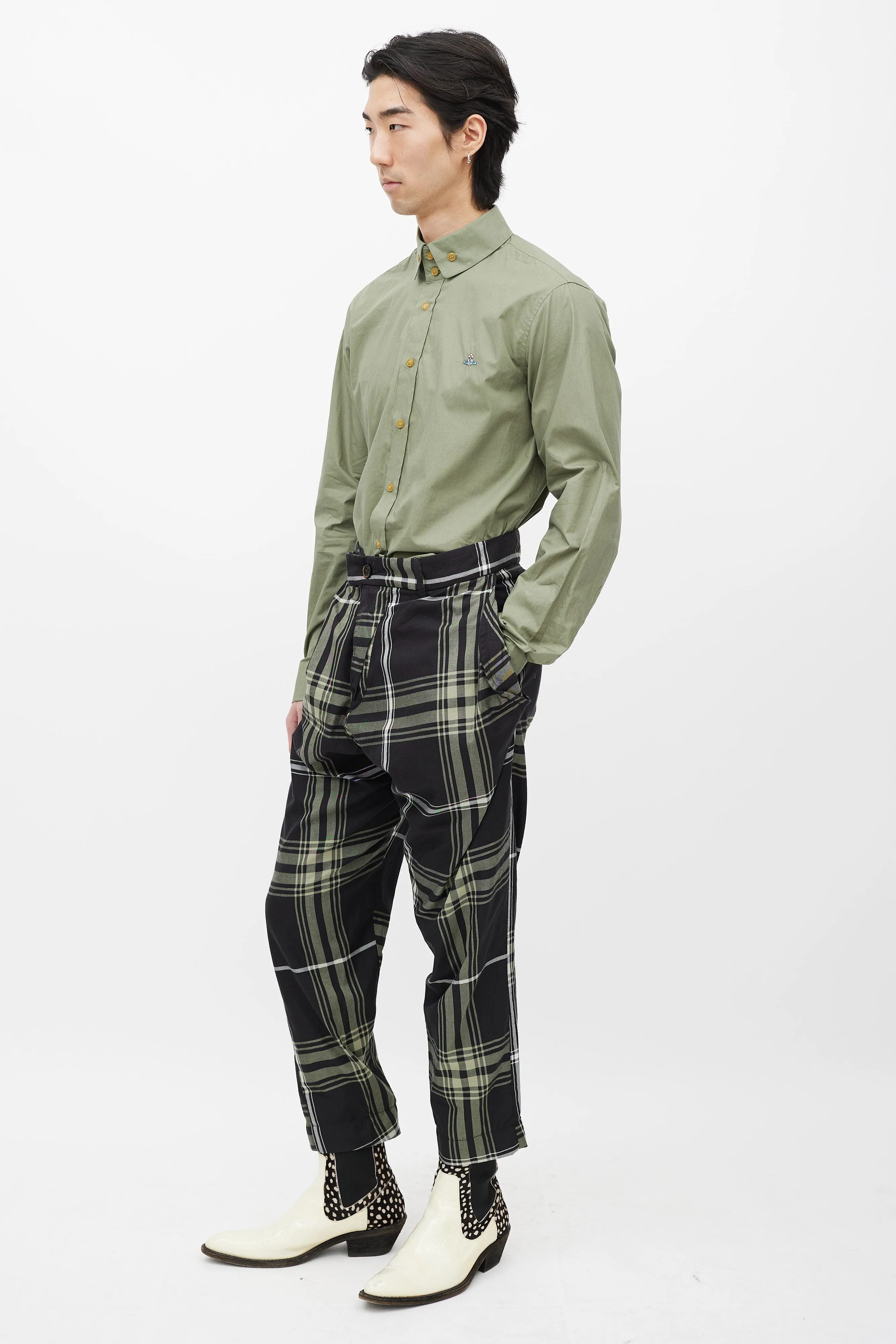 Black & Green Plaid Pant
