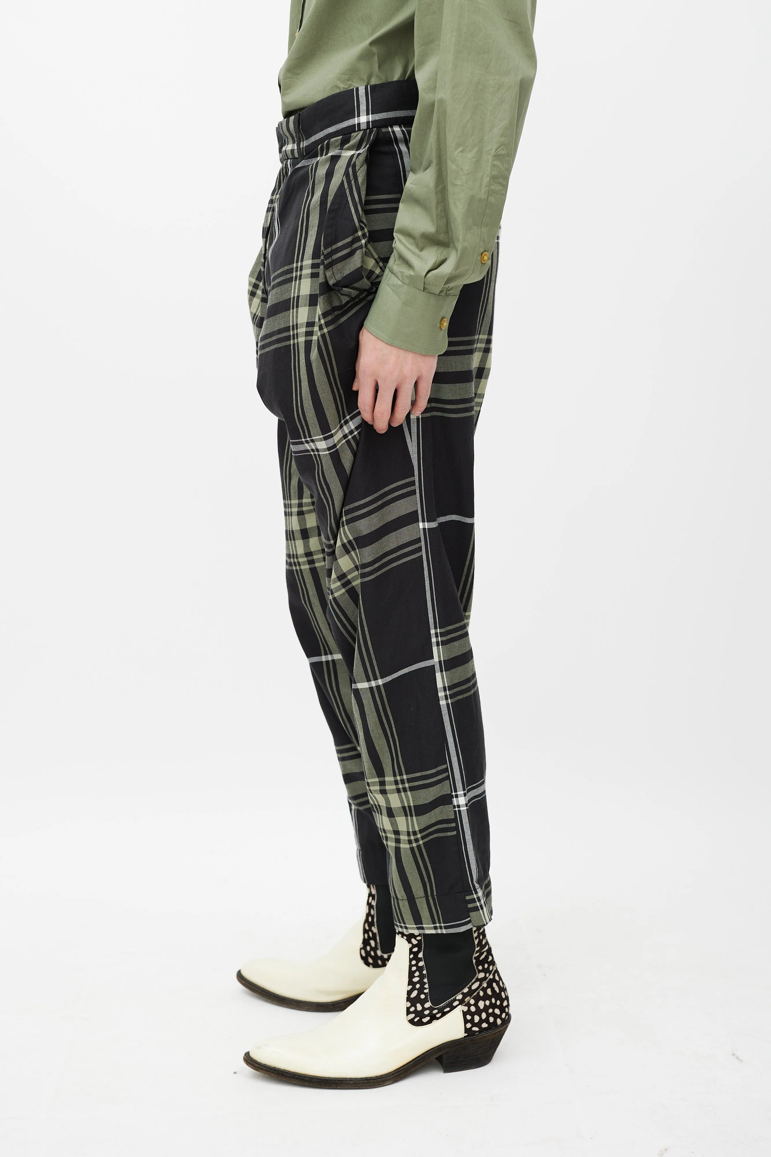 Black & Green Plaid Pant