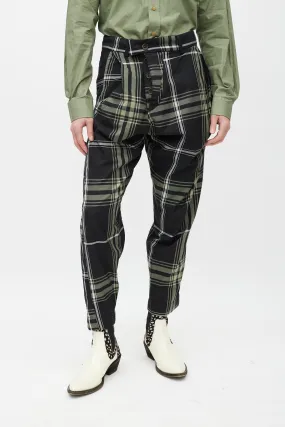 Black & Green Plaid Pant