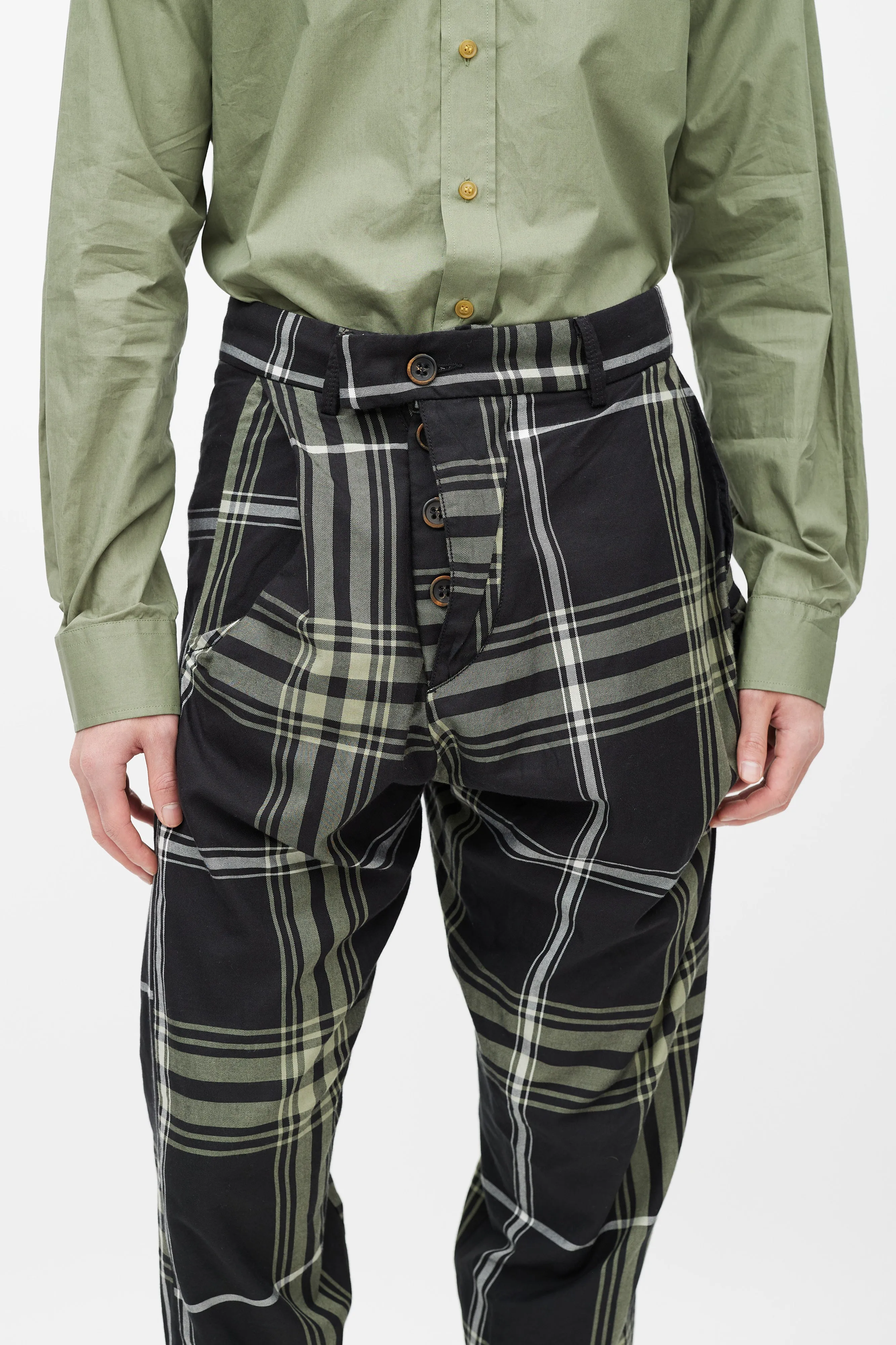 Black & Green Plaid Pant