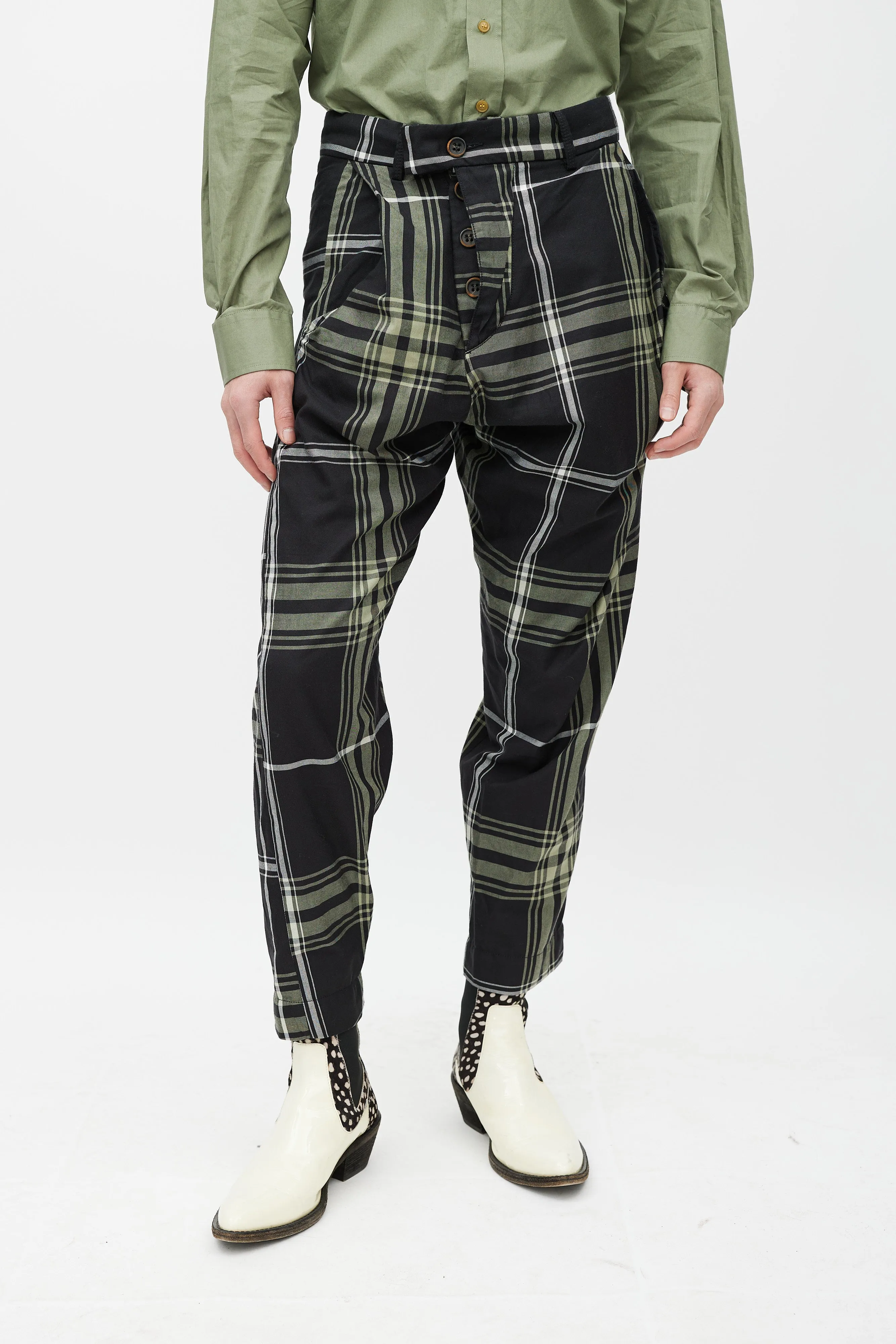 Black & Green Plaid Pant