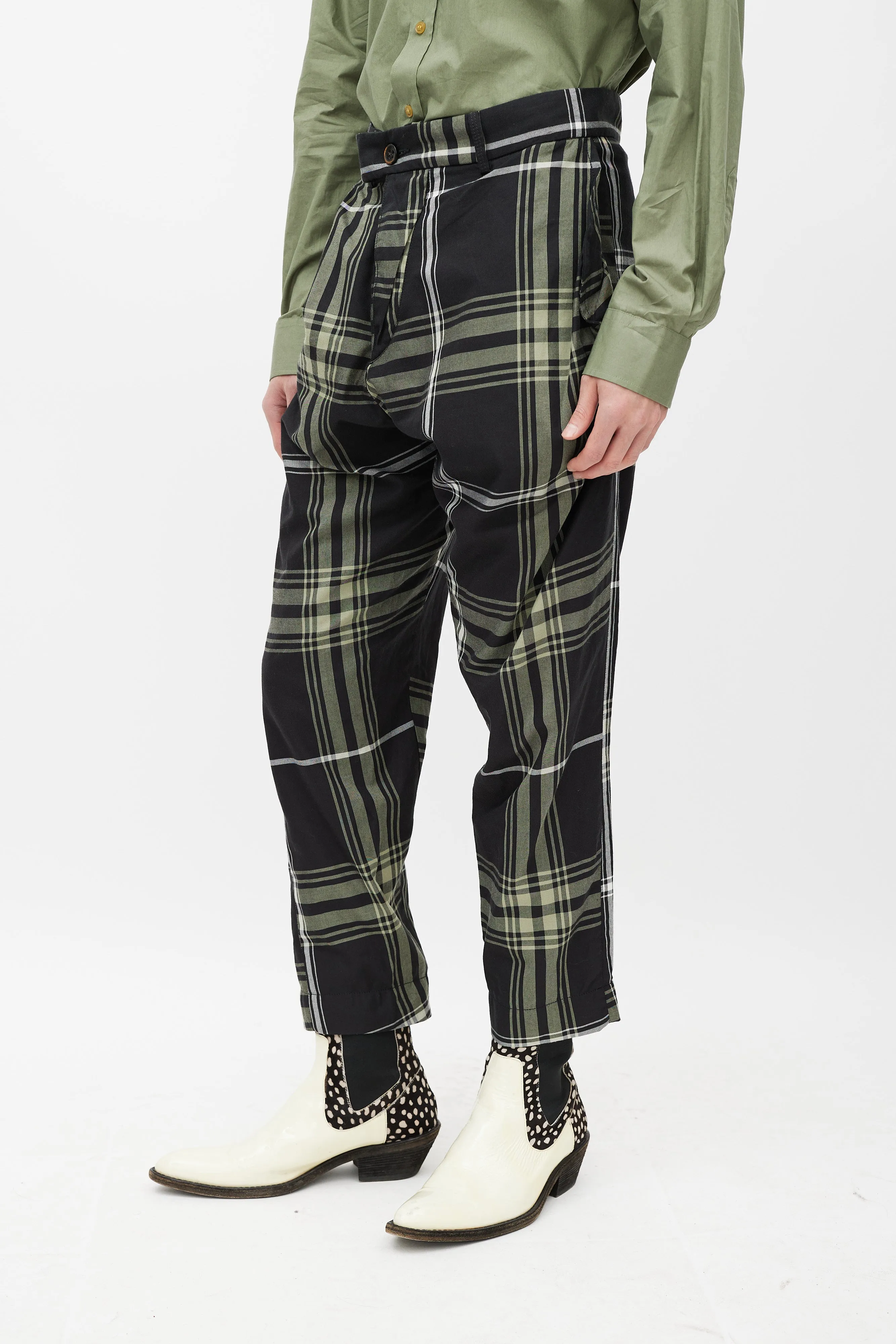 Black & Green Plaid Pant