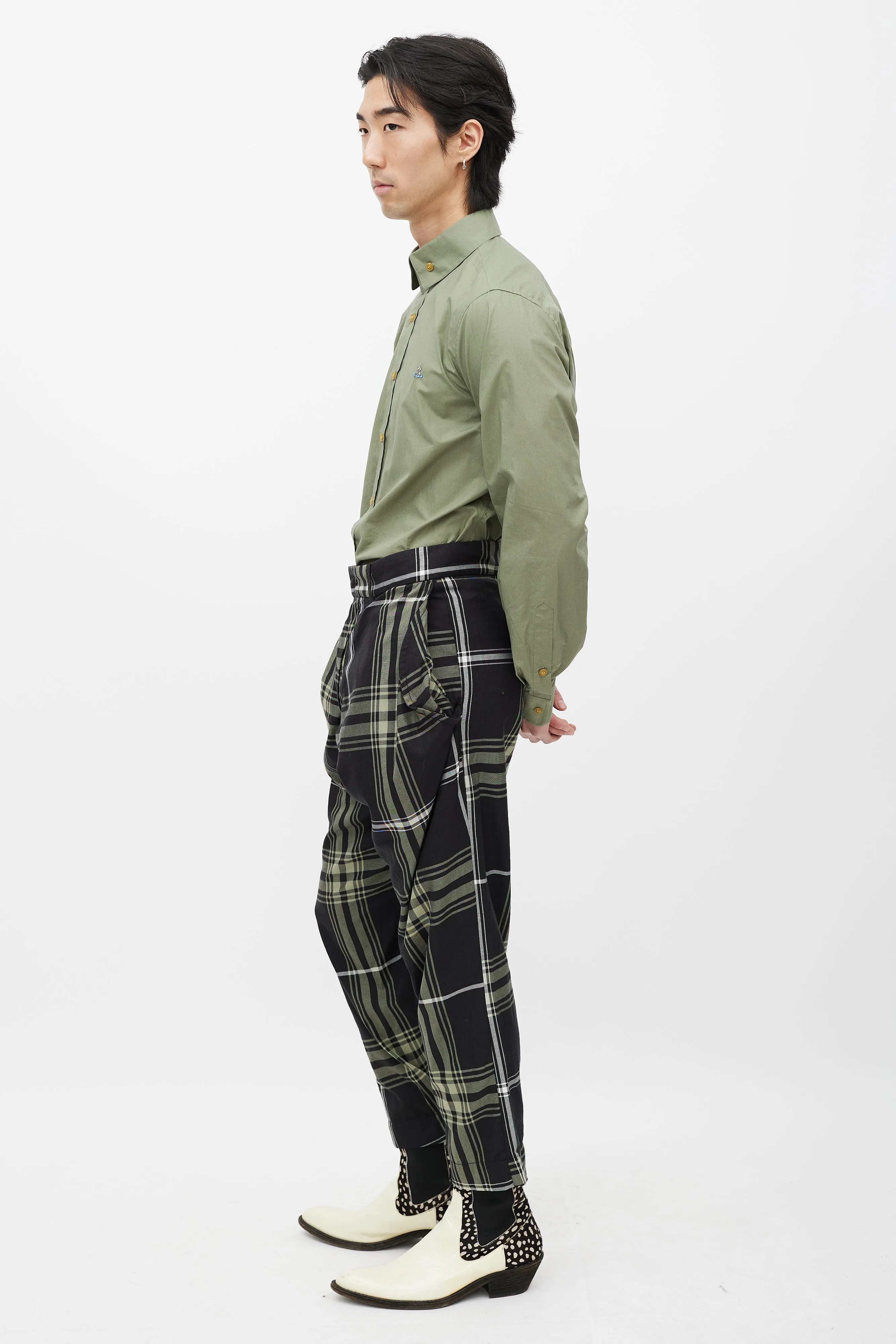 Black & Green Plaid Pant