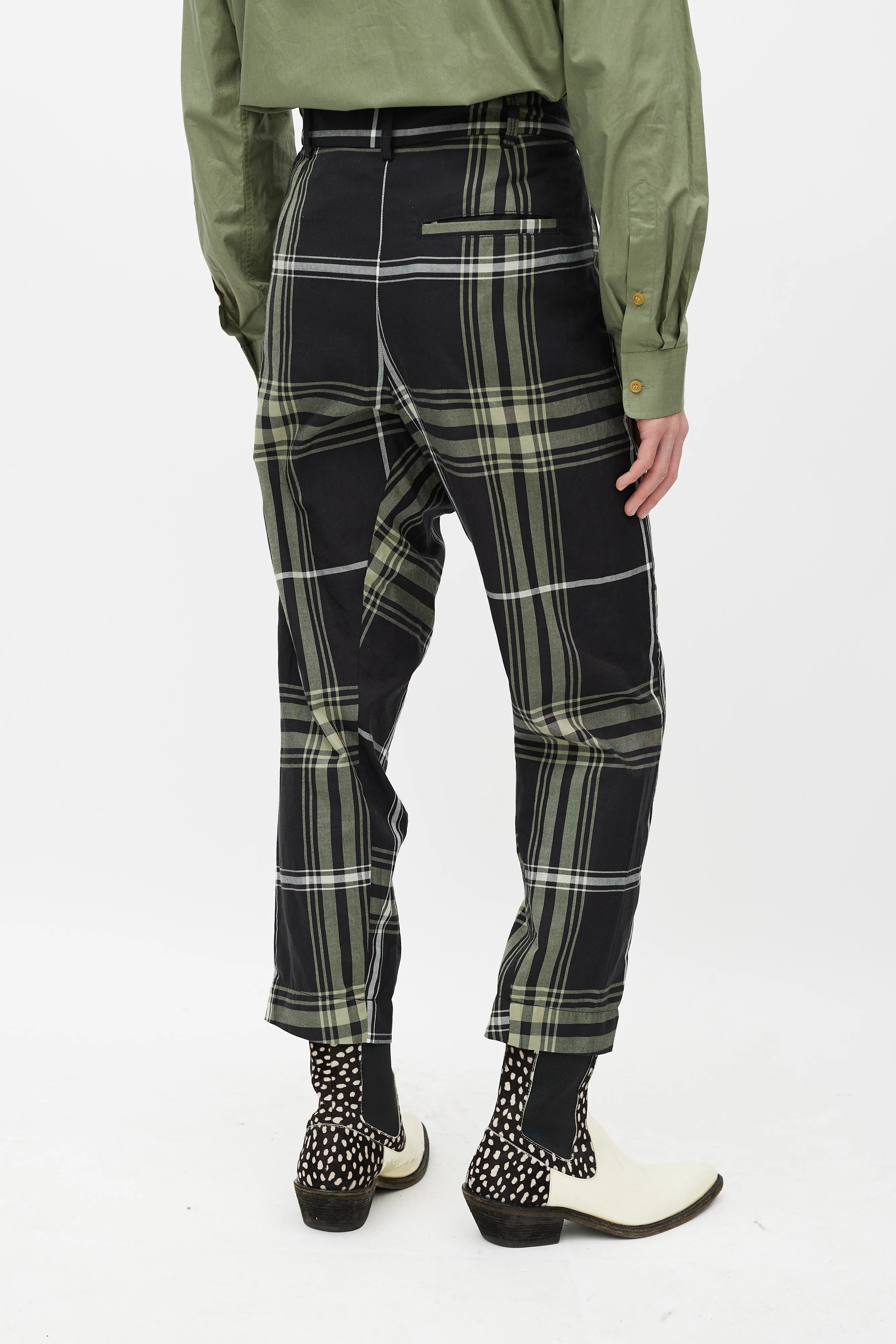Black & Green Plaid Pant