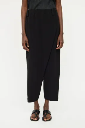 Black Pleated Crossover Pant