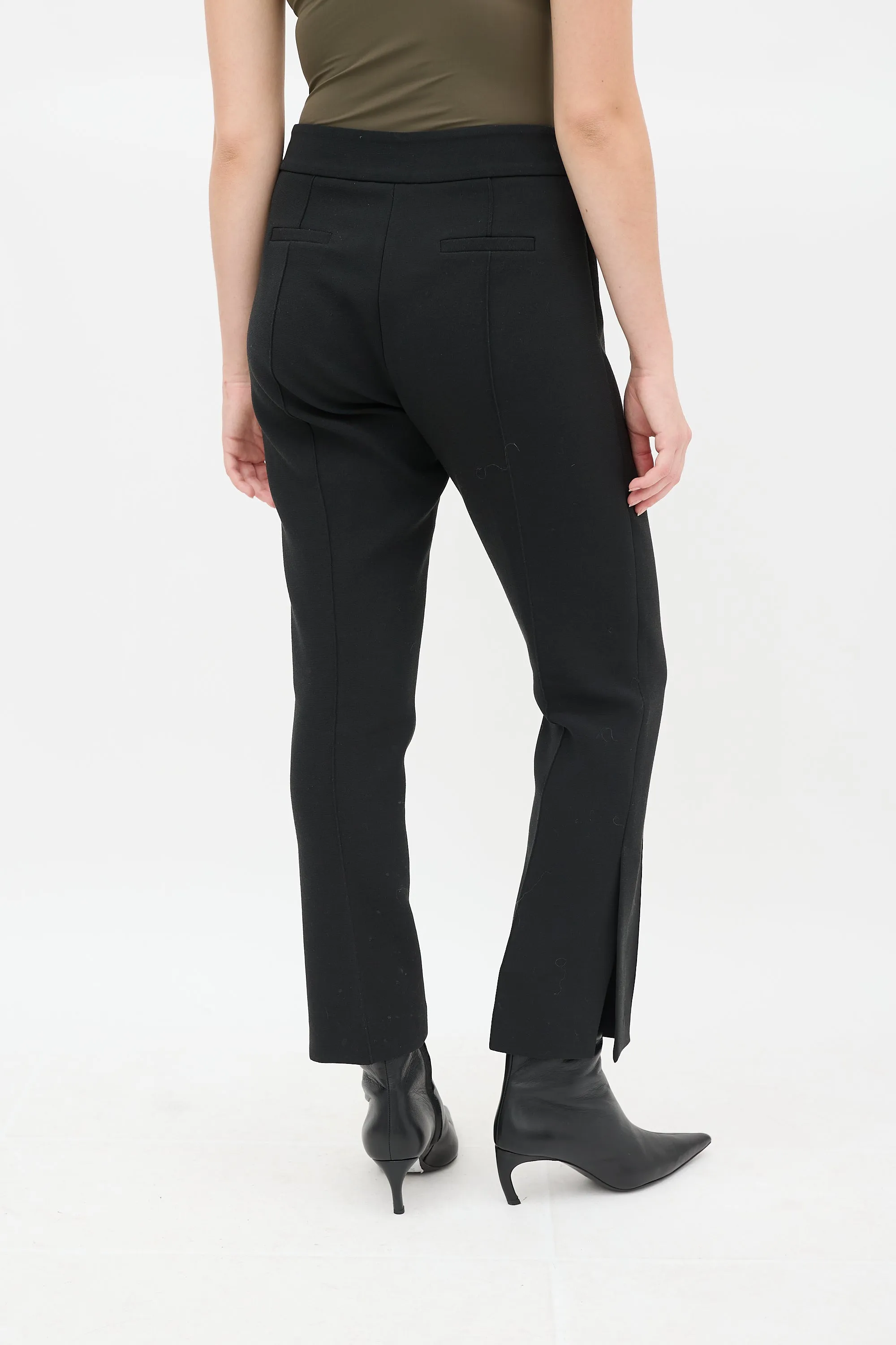 Black Tapered Pintucked Stovepipe Pant