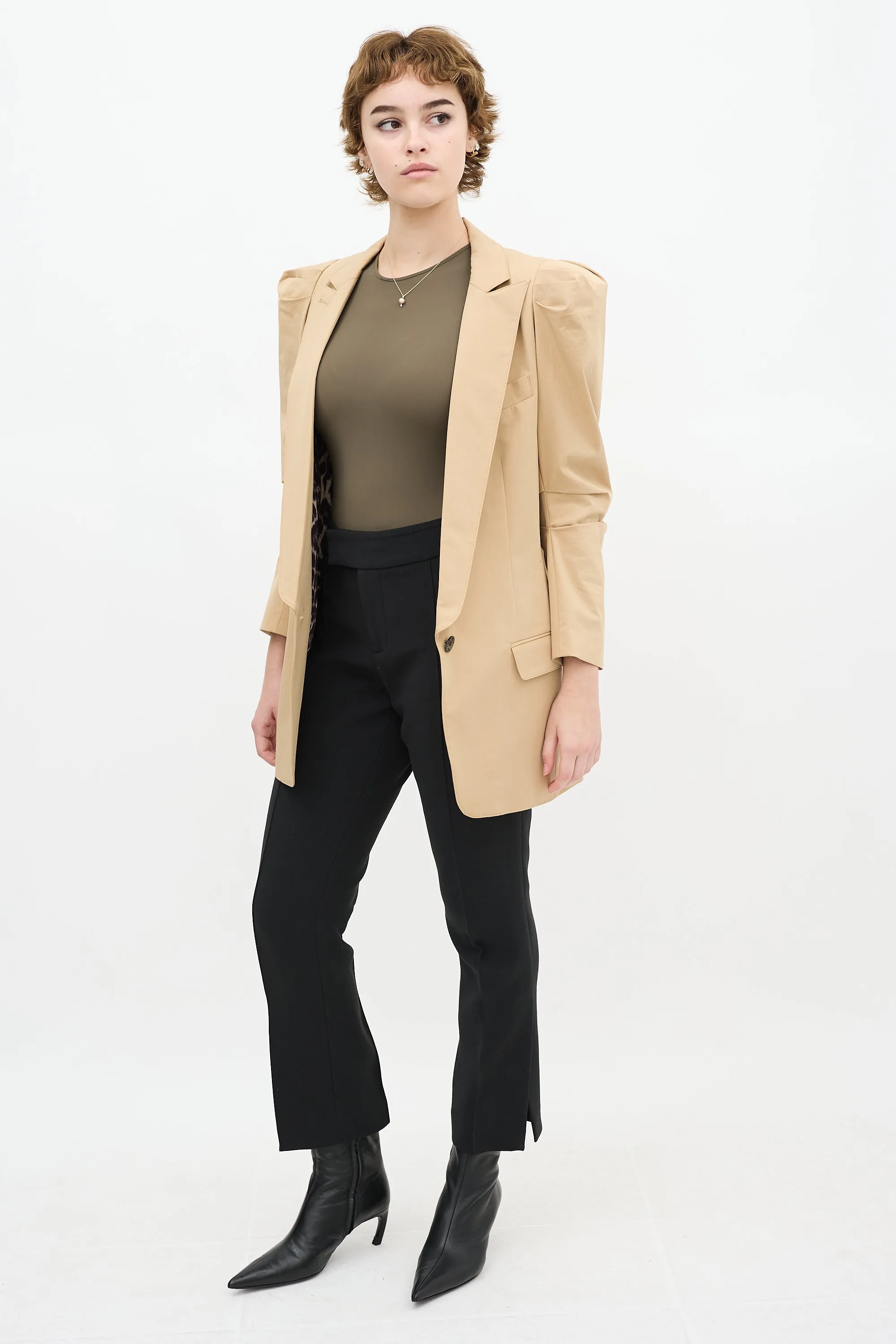 Black Tapered Pintucked Stovepipe Pant