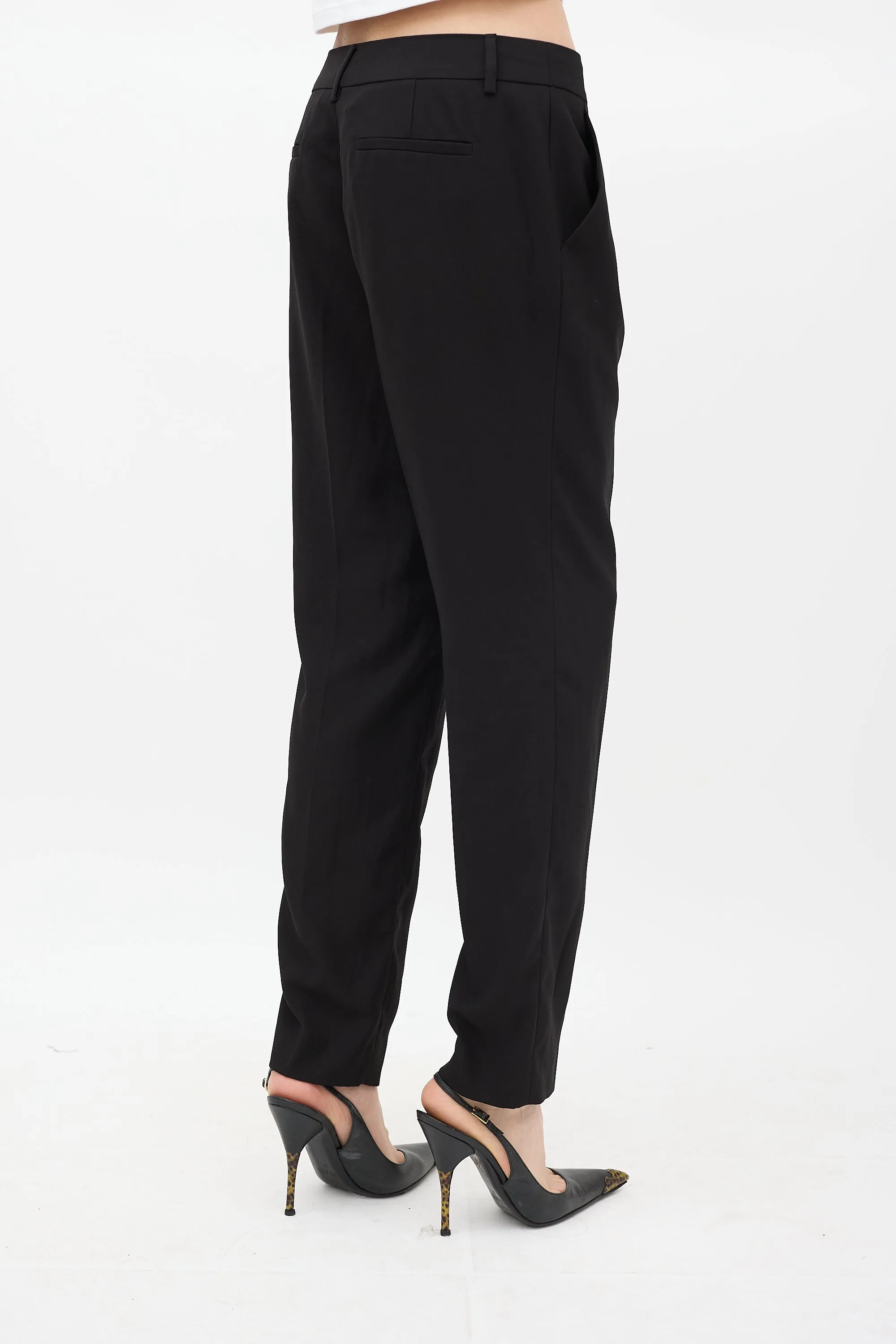 Black Tapered Pleated Trouser