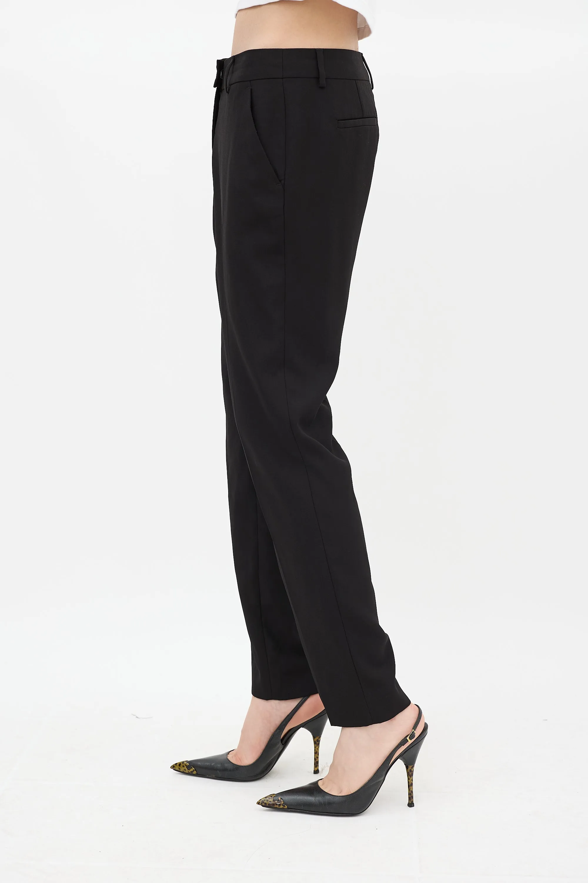 Black Tapered Pleated Trouser