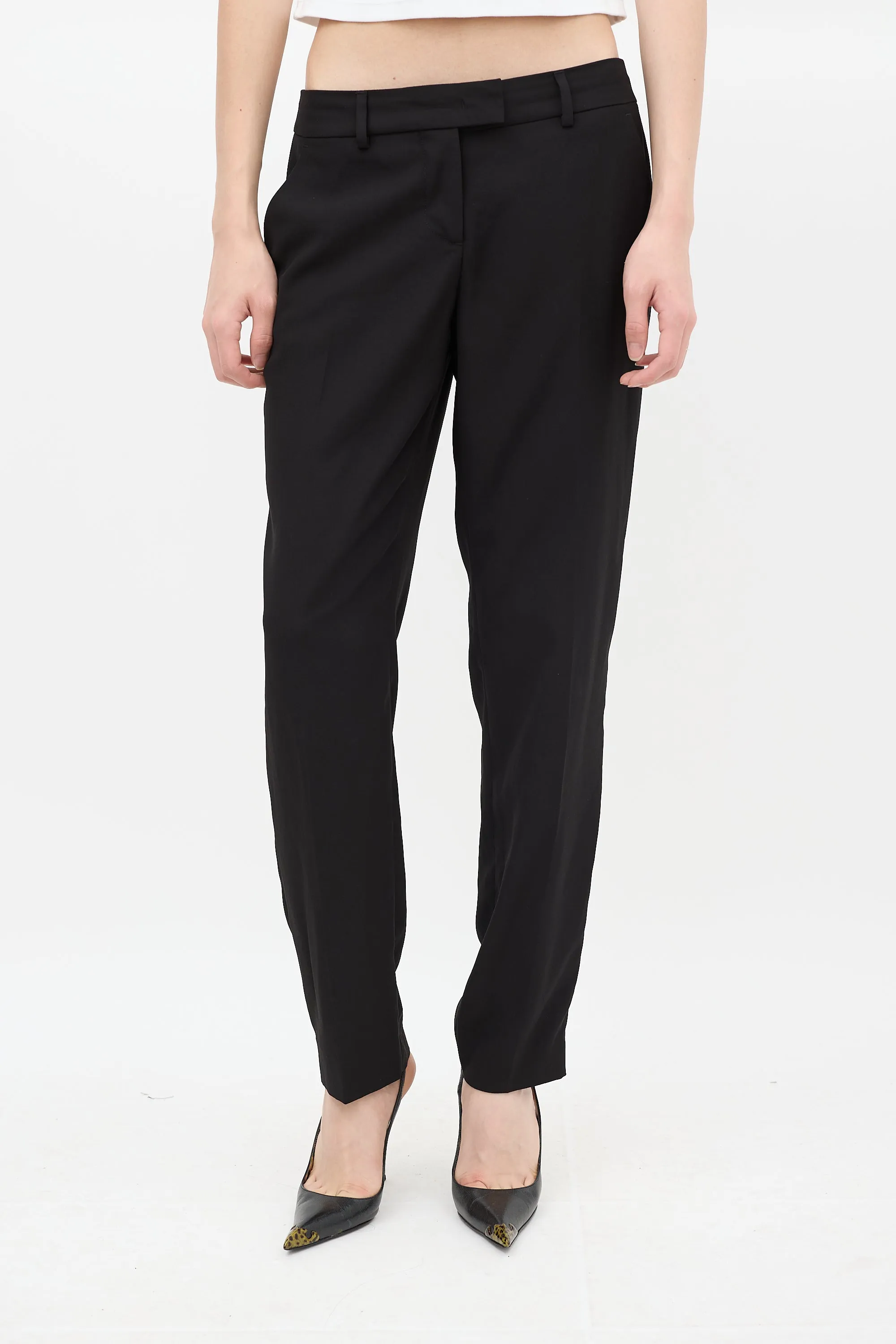 Black Tapered Pleated Trouser