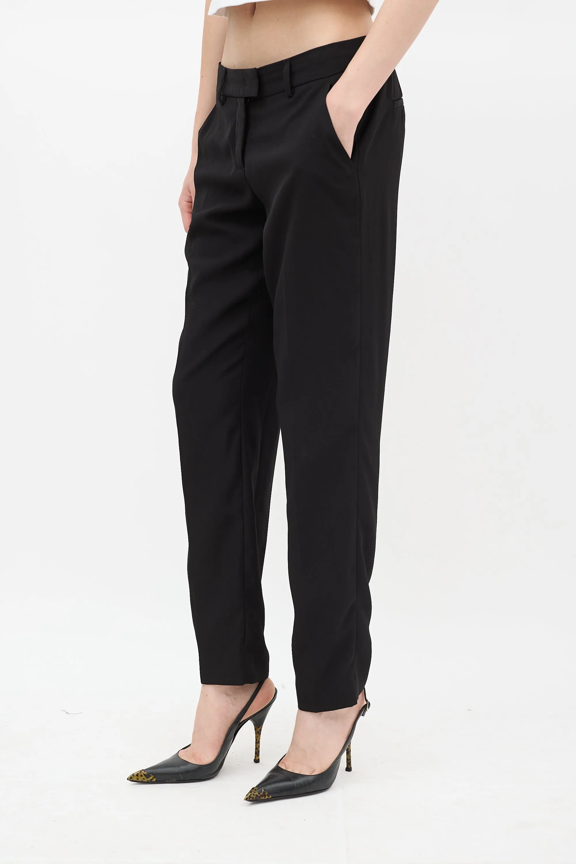 Black Tapered Pleated Trouser