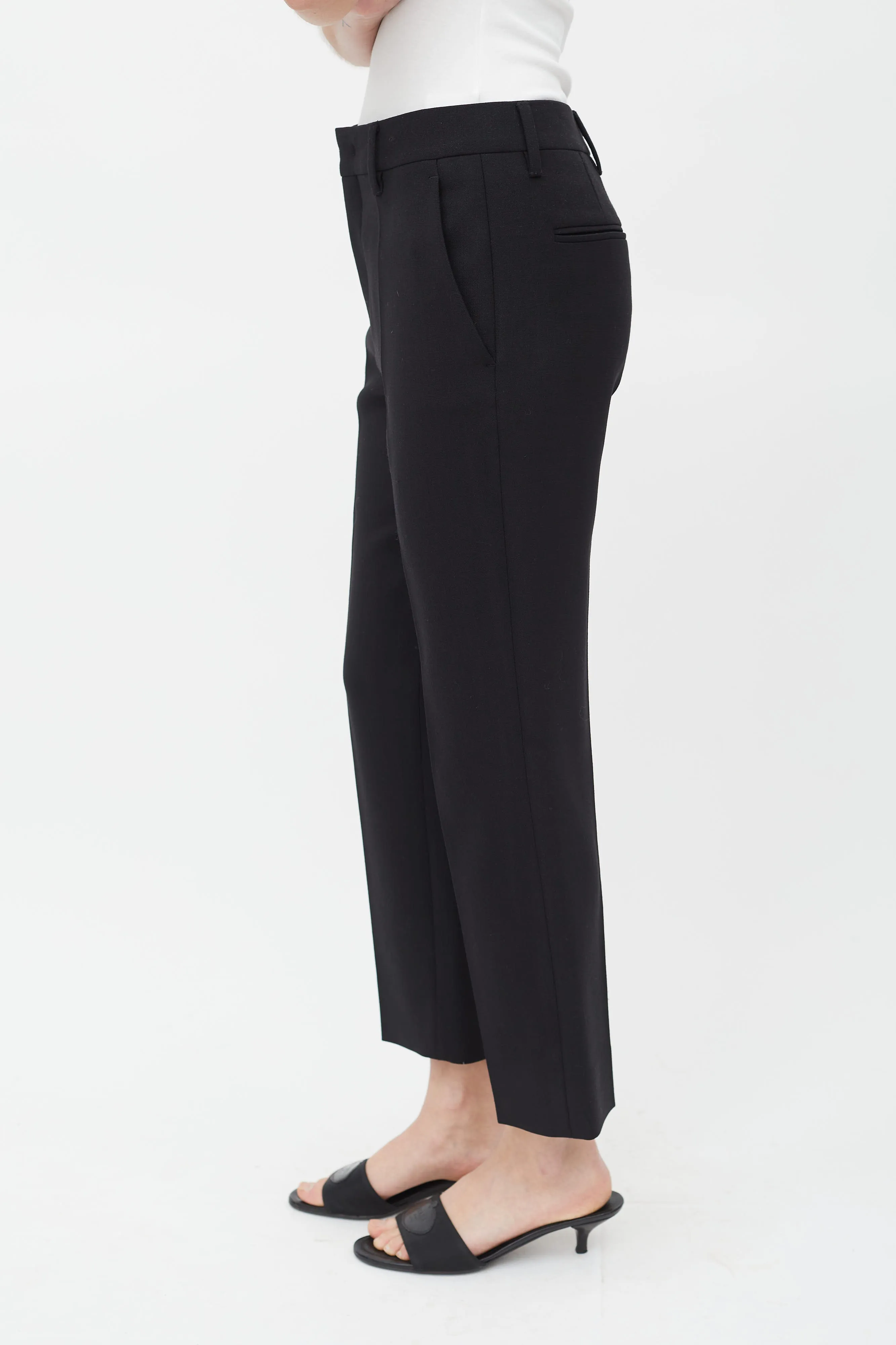 Black Tapered Wool Trouser