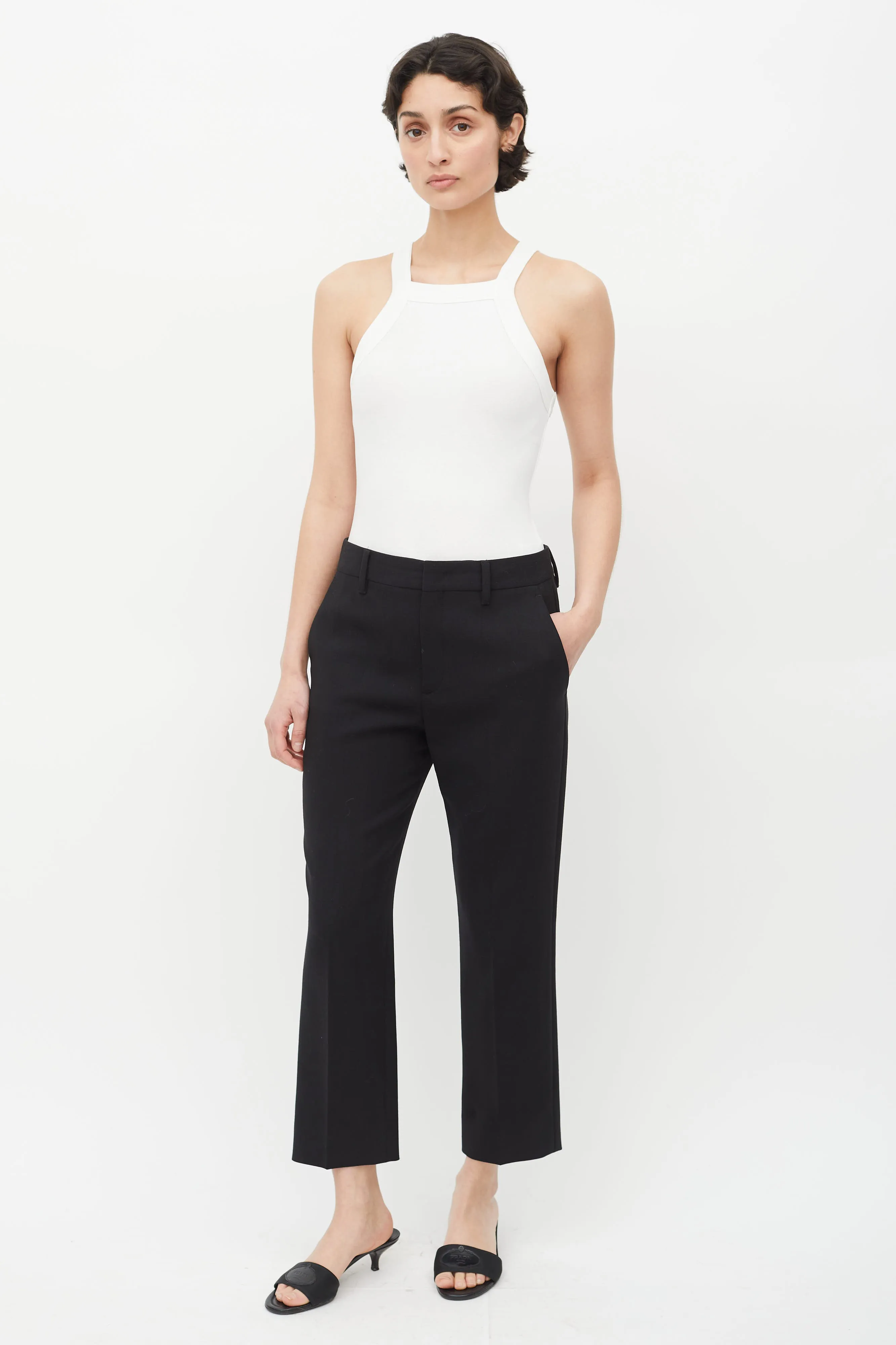 Black Tapered Wool Trouser