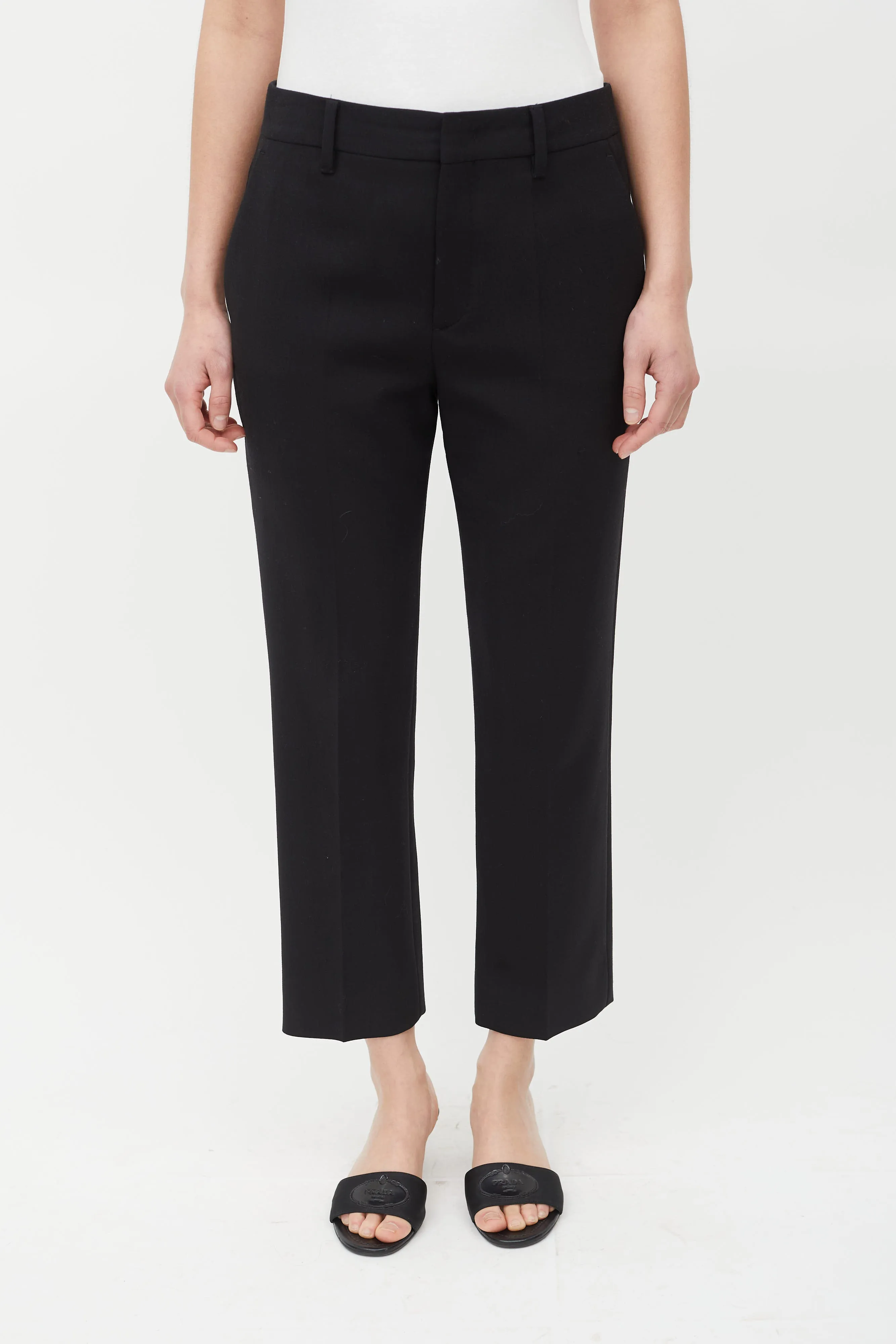 Black Tapered Wool Trouser