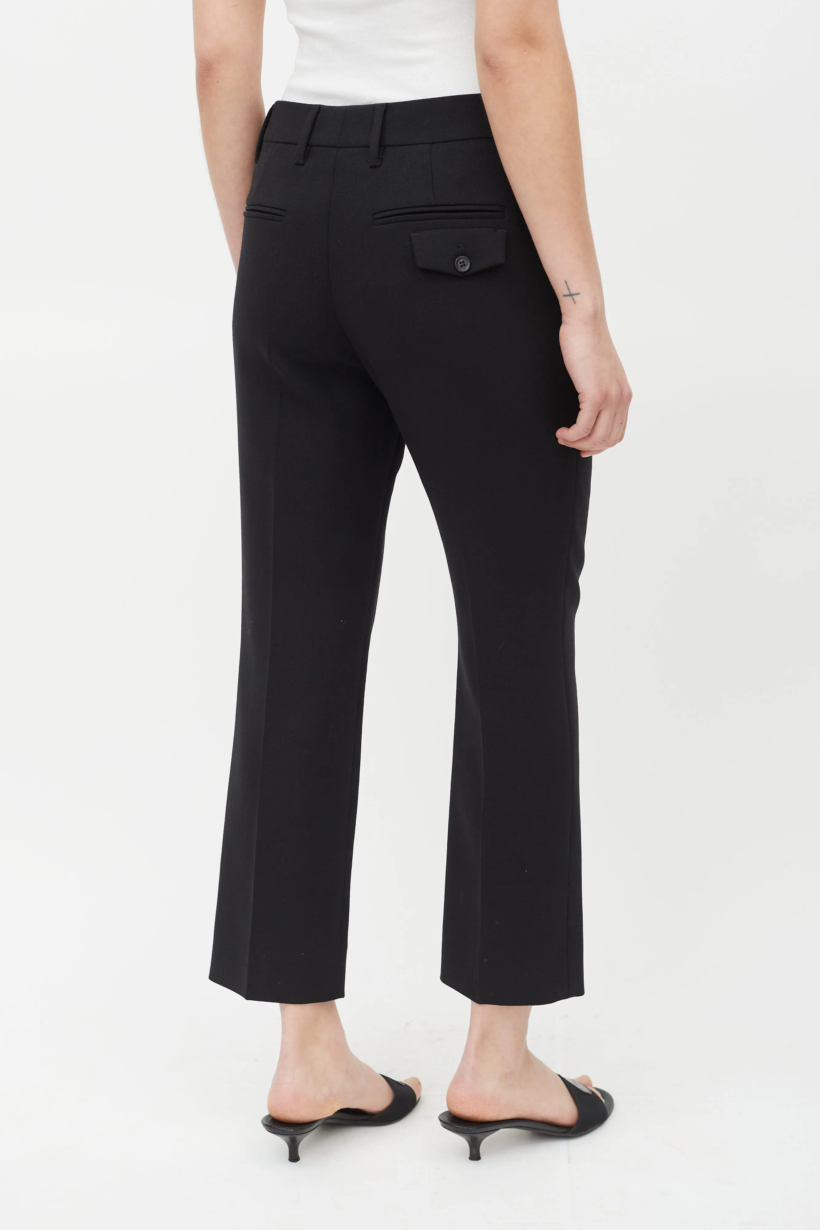 Black Tapered Wool Trouser
