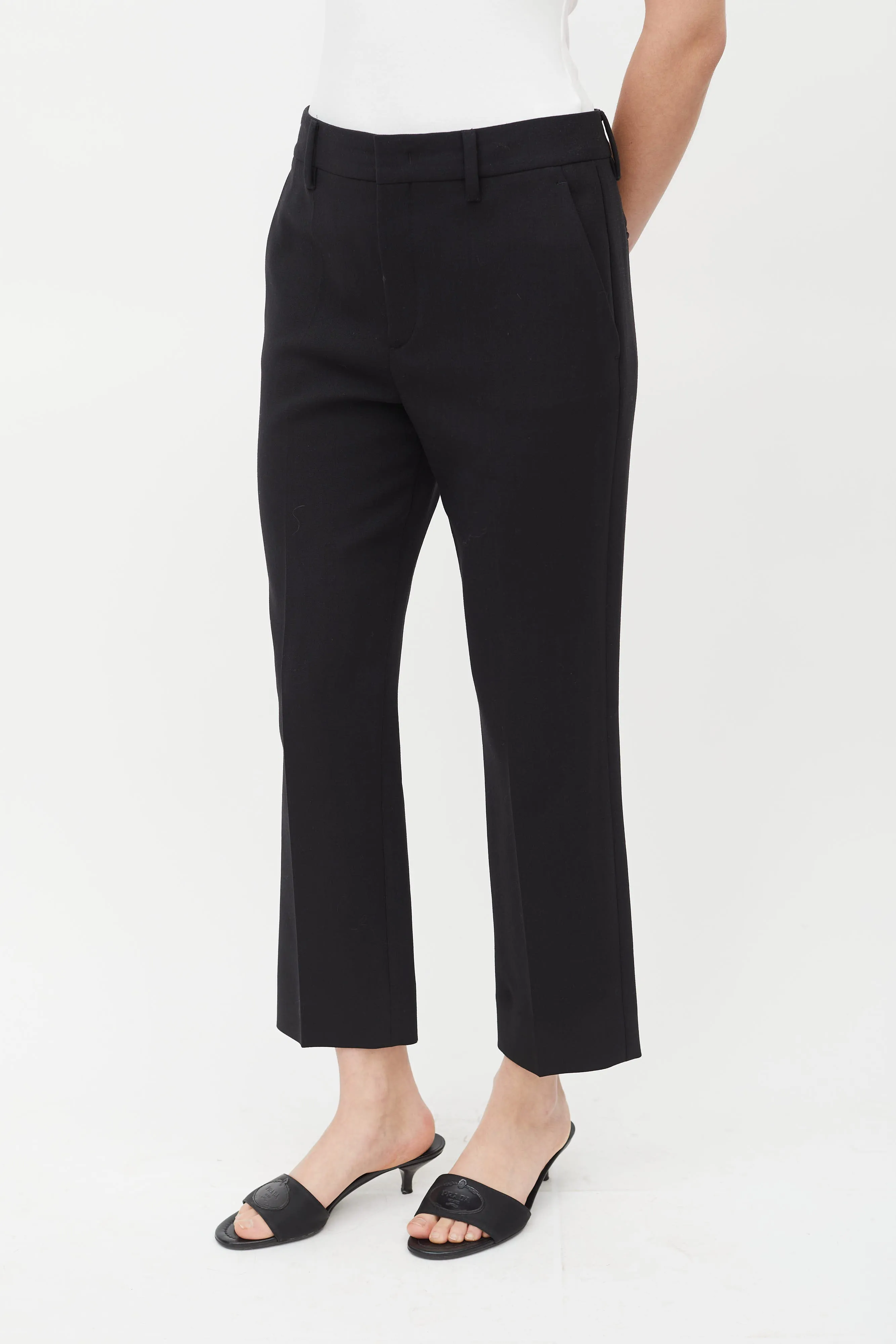 Black Tapered Wool Trouser