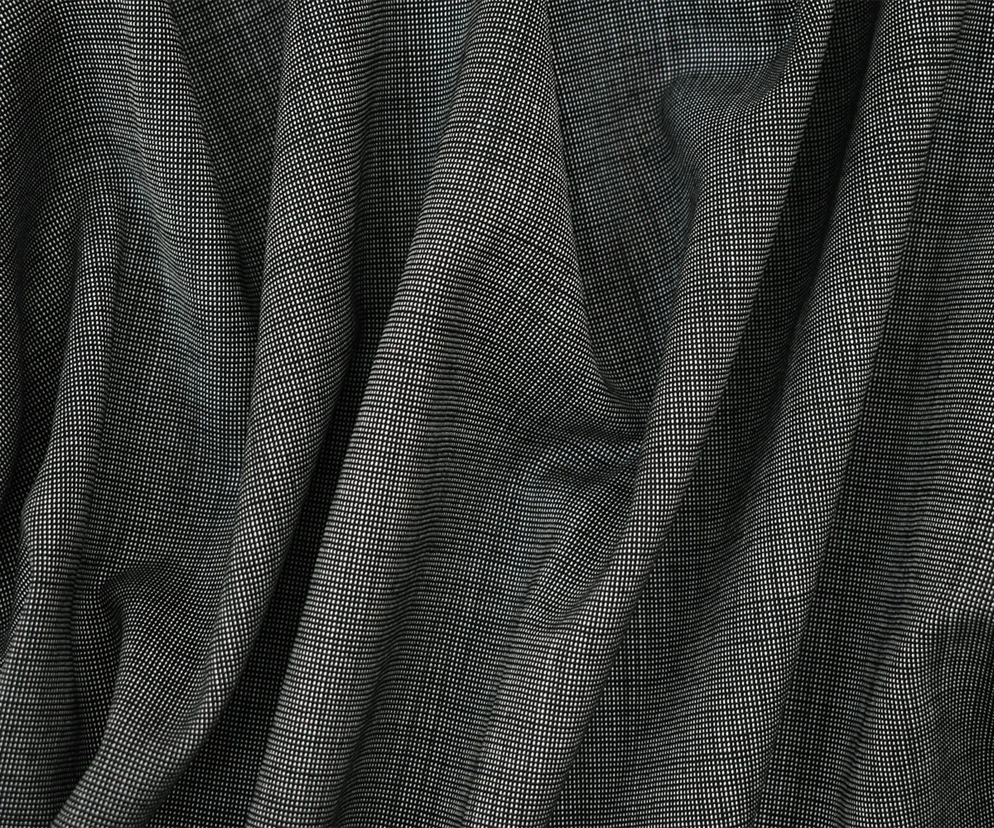 Black-White Tropical Wool Woven Shirting Fabric