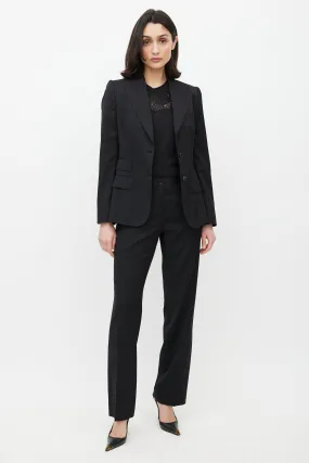 Black Wool Pinstripe Two Piece Suit