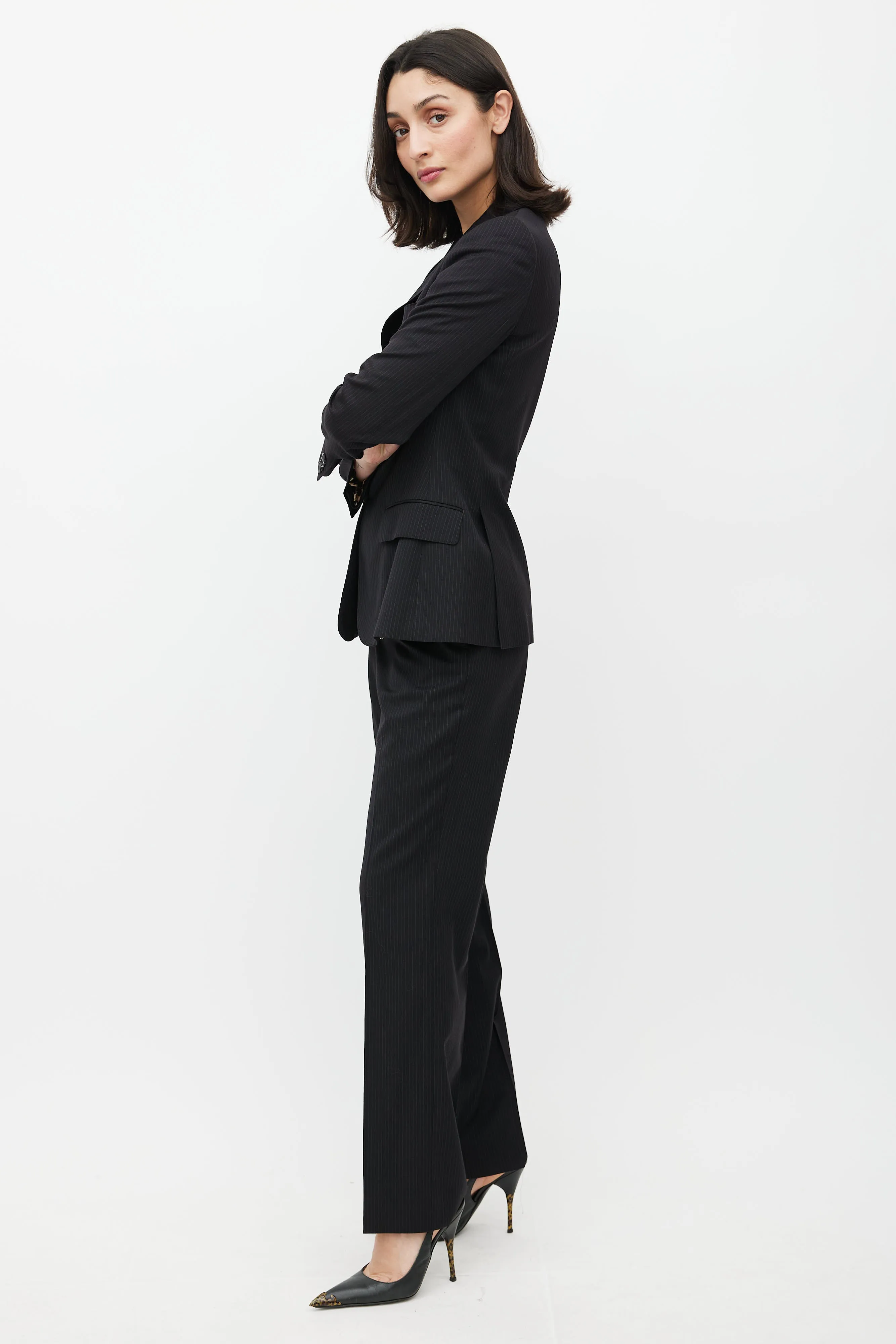 Black Wool Pinstripe Two Piece Suit
