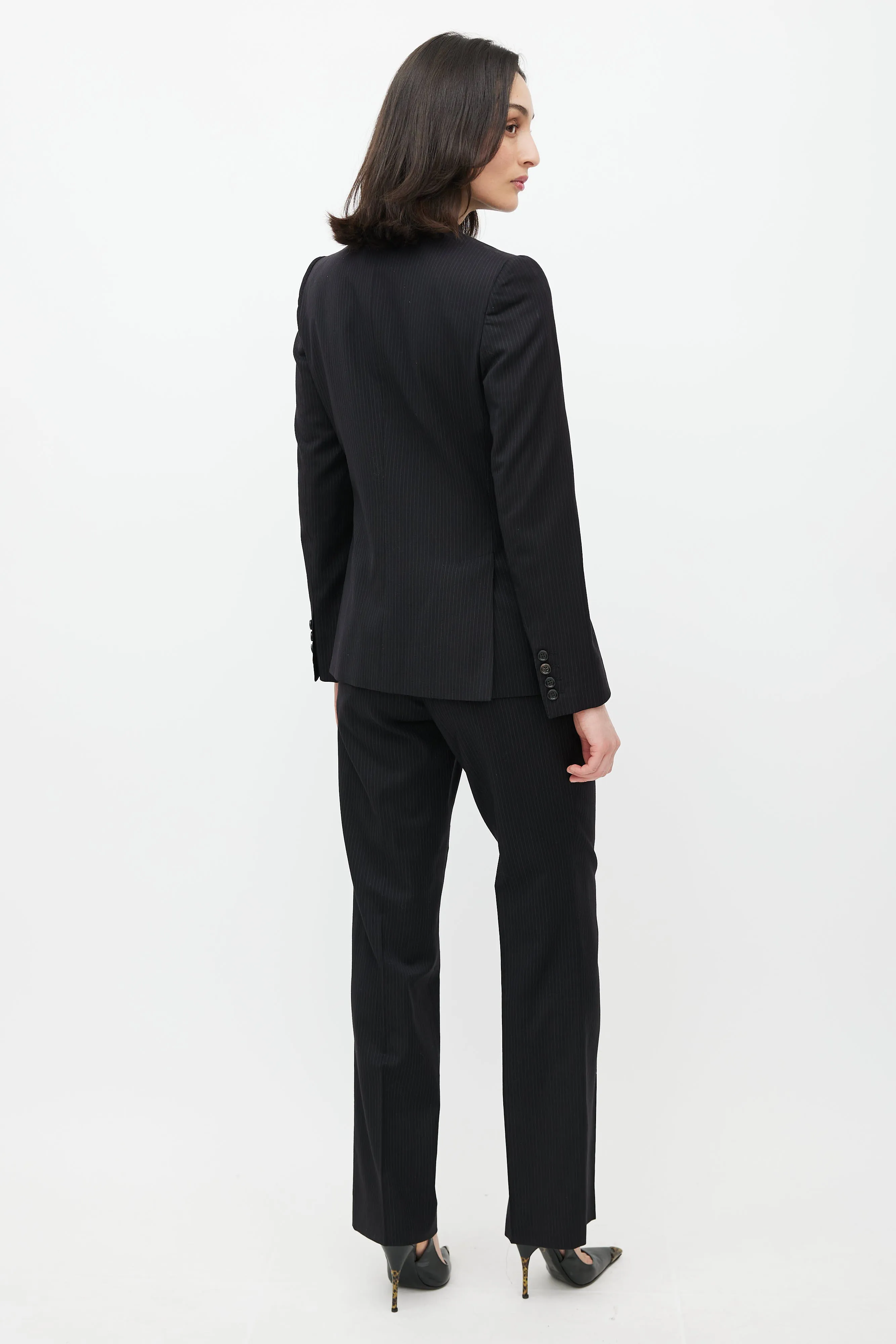 Black Wool Pinstripe Two Piece Suit