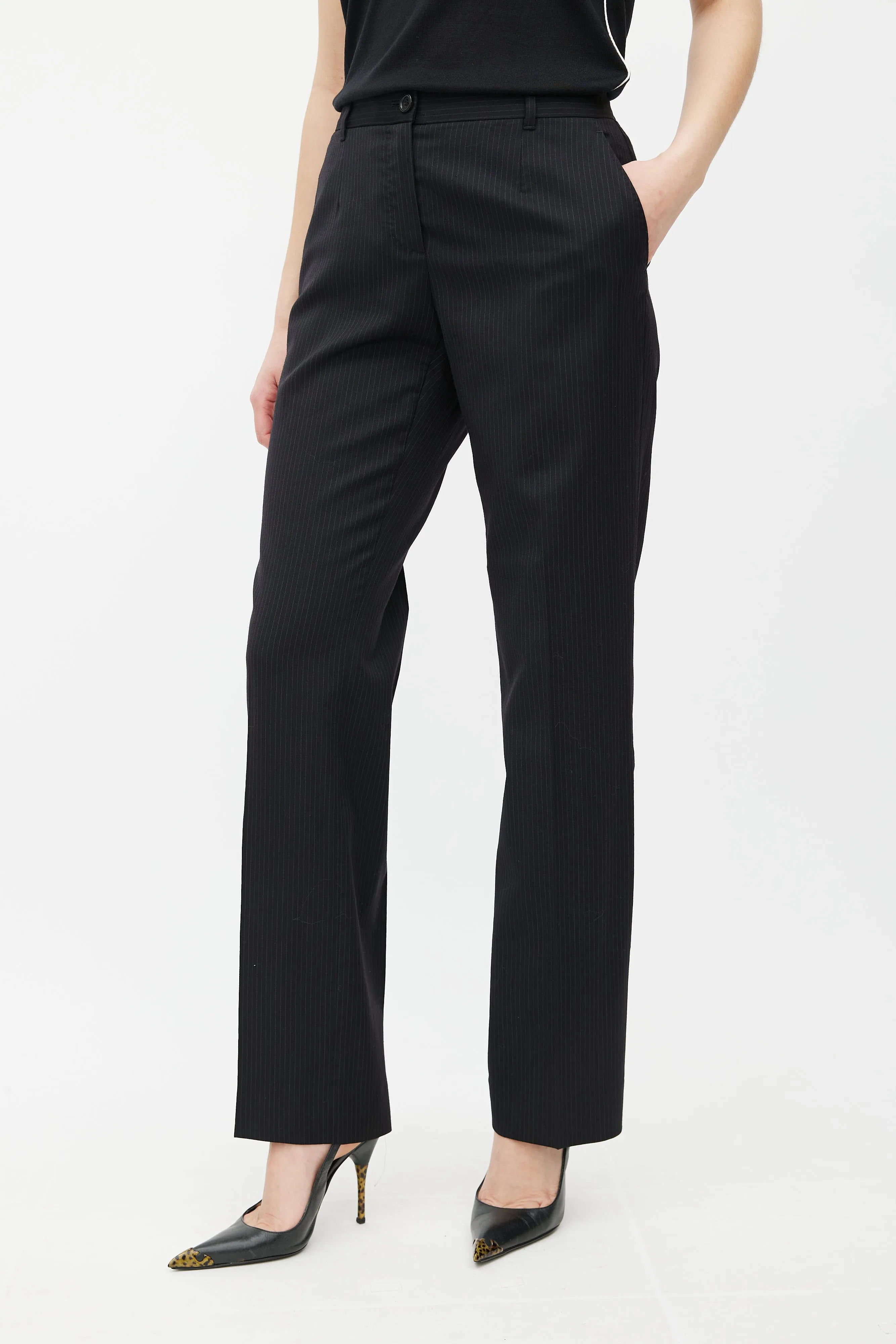 Black Wool Pinstripe Two Piece Suit