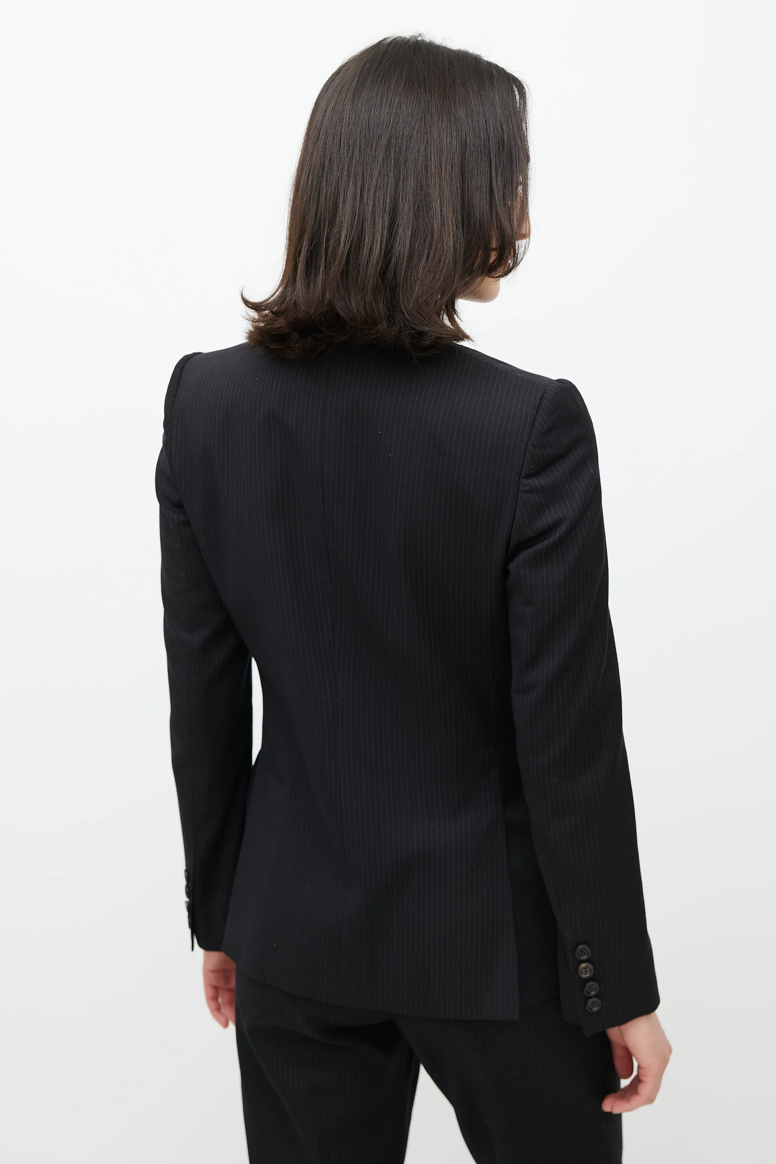 Black Wool Pinstripe Two Piece Suit