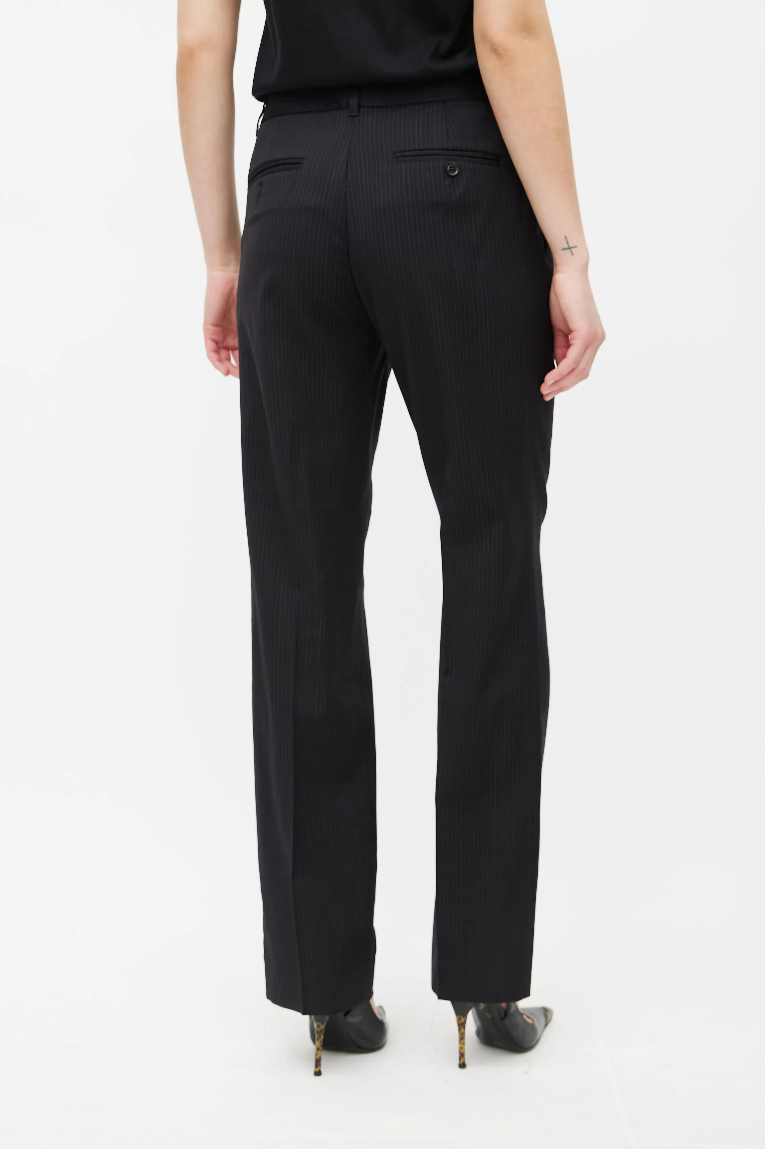 Black Wool Pinstripe Two Piece Suit