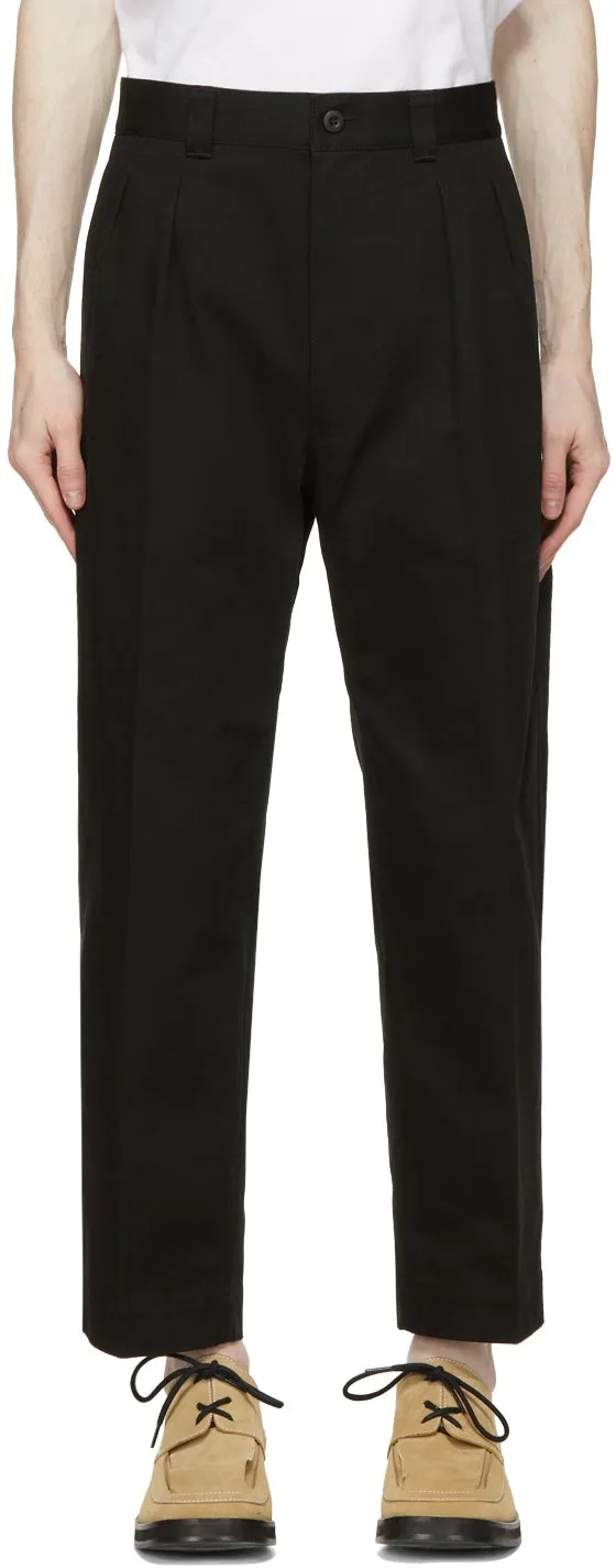 Comme des GarÃ§ons Homme Black Cotton Drill Trousers