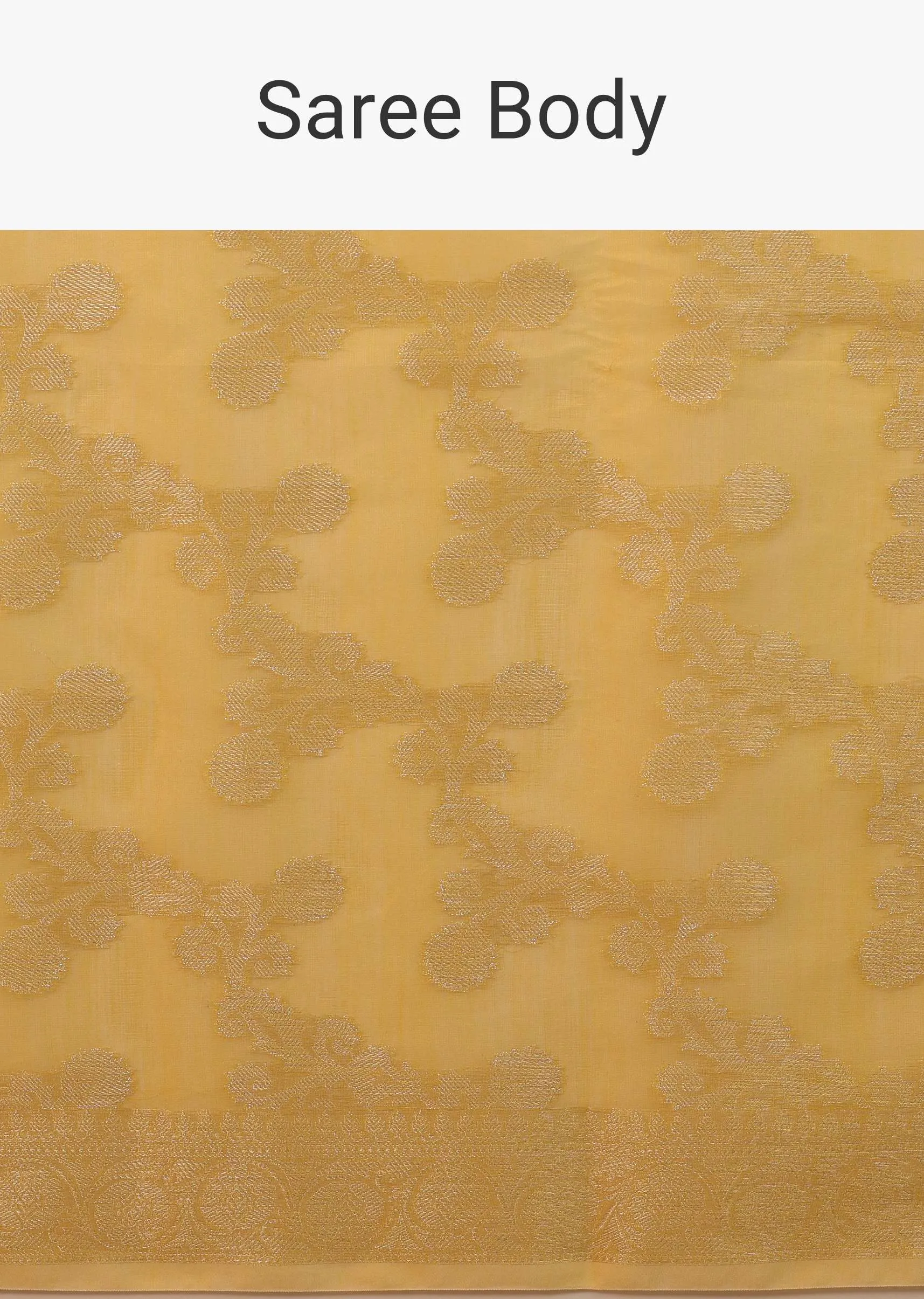 Daffodil Yellow Saree In Pure Handloom Cotton Woven In Banarasi Chanderi