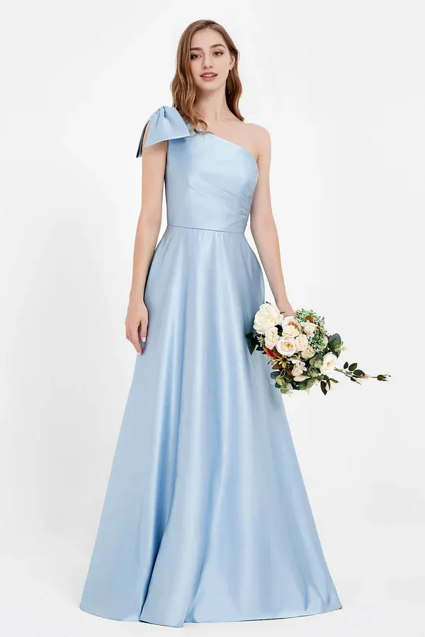 Elegant Bridesmaid Dresses One Shoulder Long Satin Dress Wedding Guest Dresses