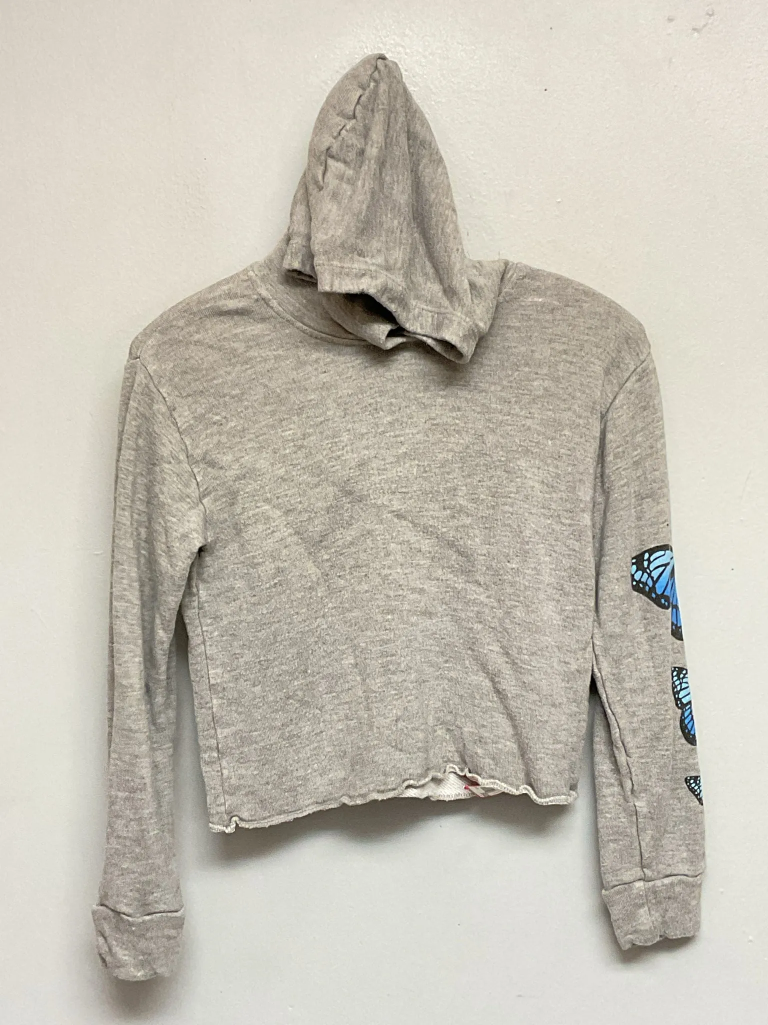 FBZ Size 6 Gray Butterflies Cotton Blend Girls Sweat Tops