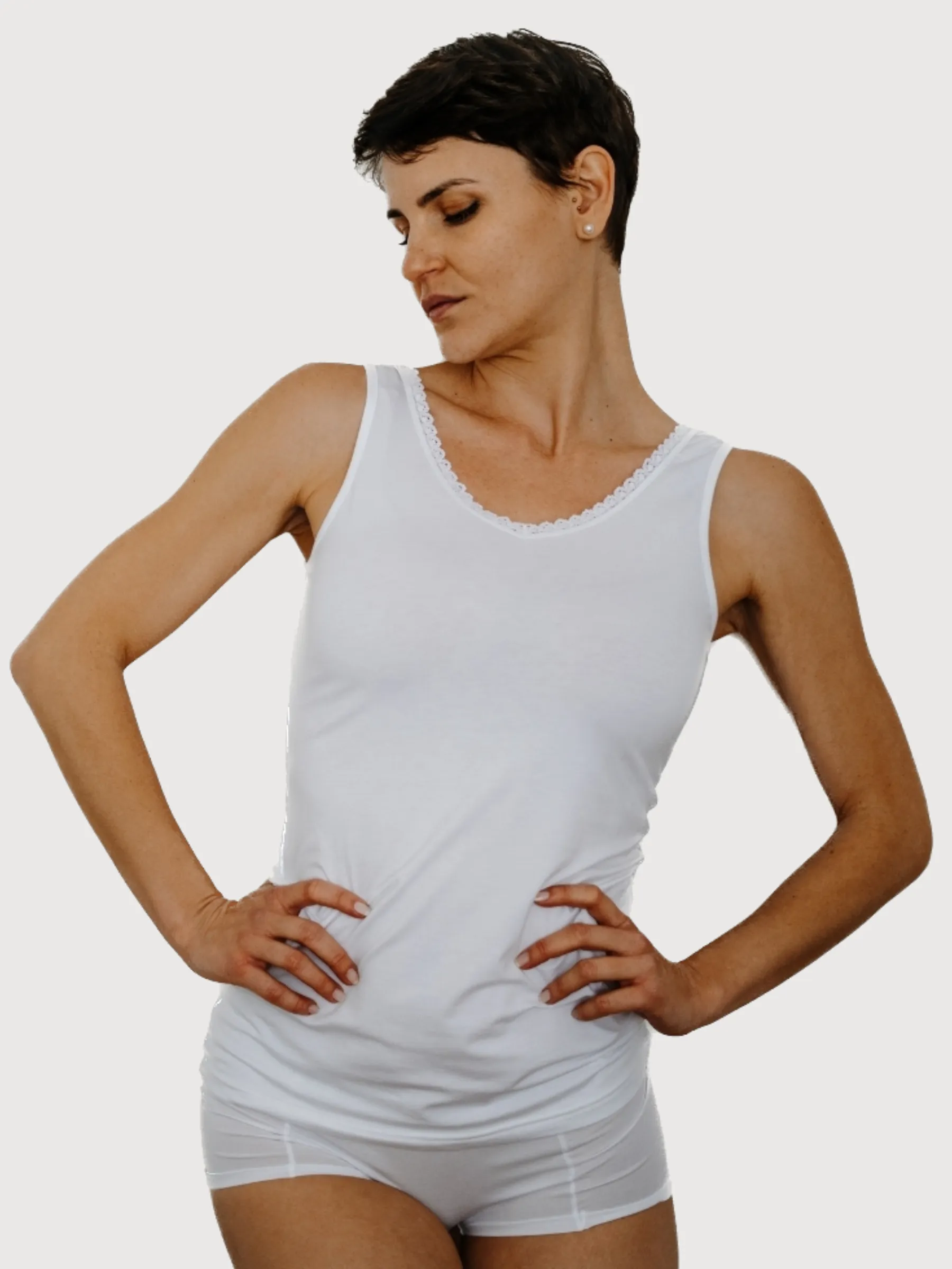 Ginevra Top White Woman Tencel | Cora Happywear