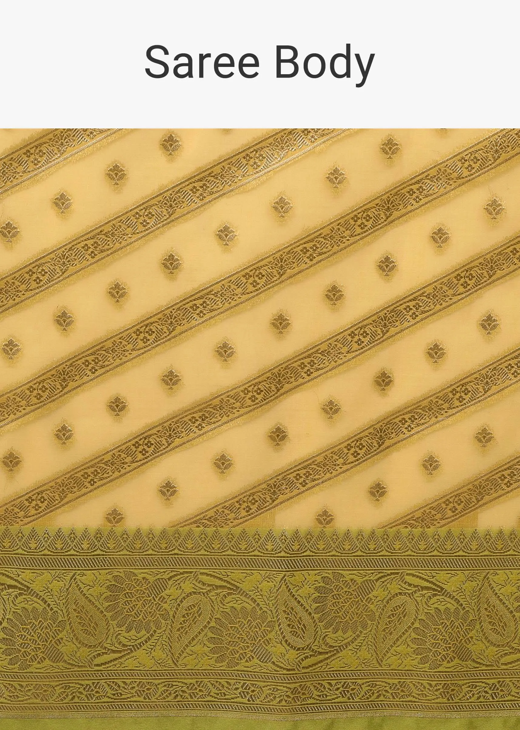 Gold Toned Saree In Chanderi Tissue Handloom With Banarasi Chanderi Weaving