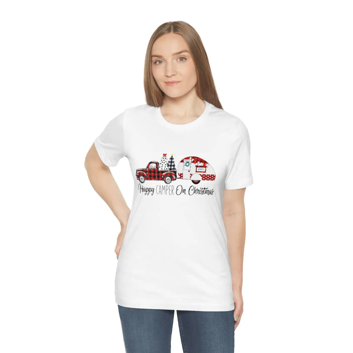 Happy Camper on Christmas Unisex Jersey Short Sleeve Tee S-3XL