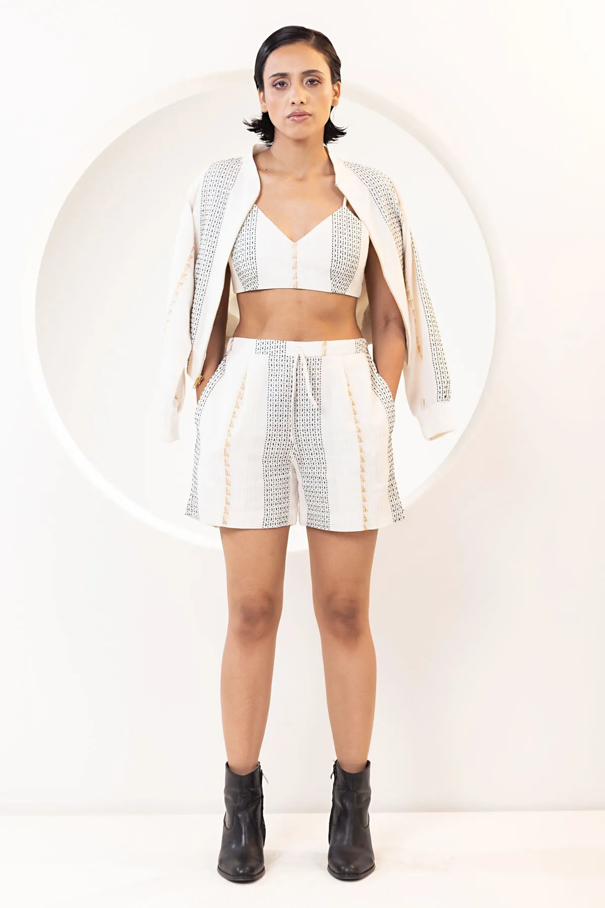 Ivory Cotton Bomber Jacket