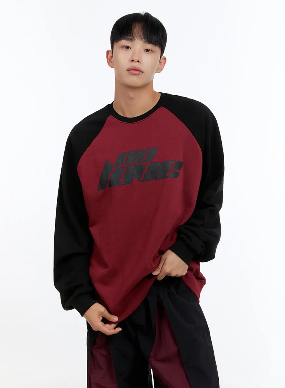 Men's Cotton Graphic Raglan Sweatshirt IS413