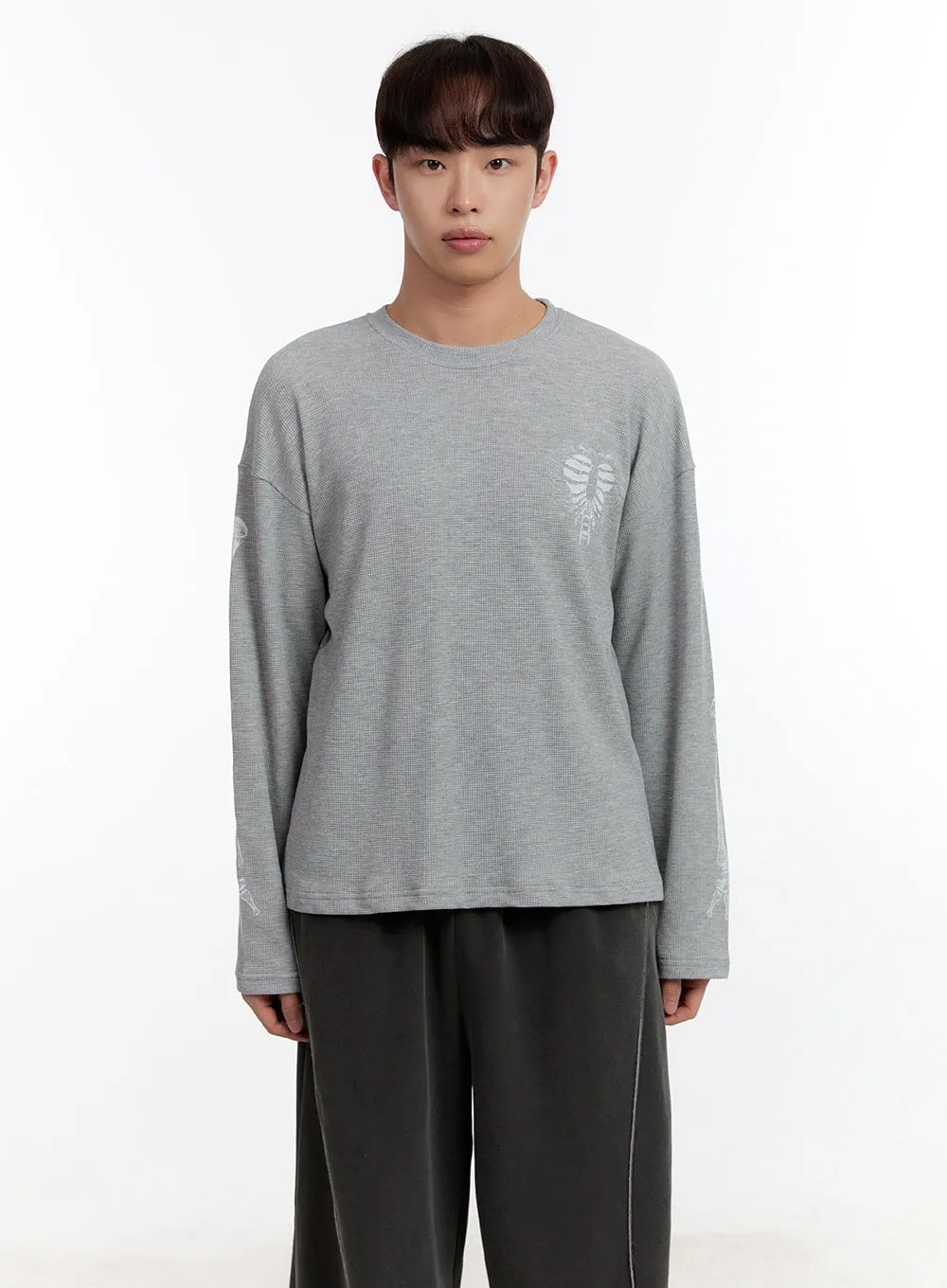 Men's Skeleton Graphic Long Sleeve Top IA504