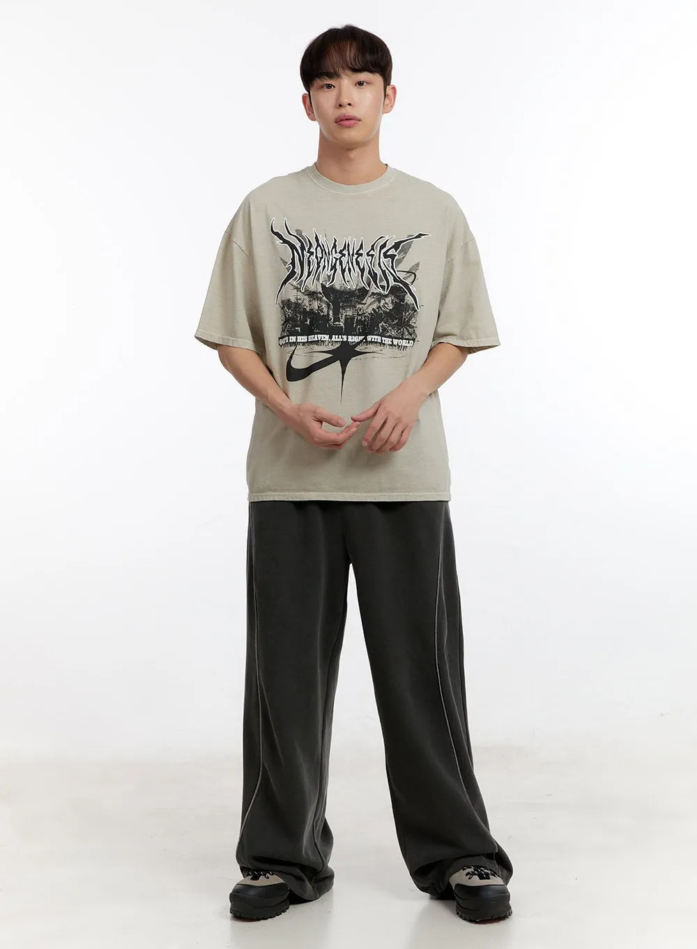 Men's Washed Wide-Fit Sweatpants IA504
