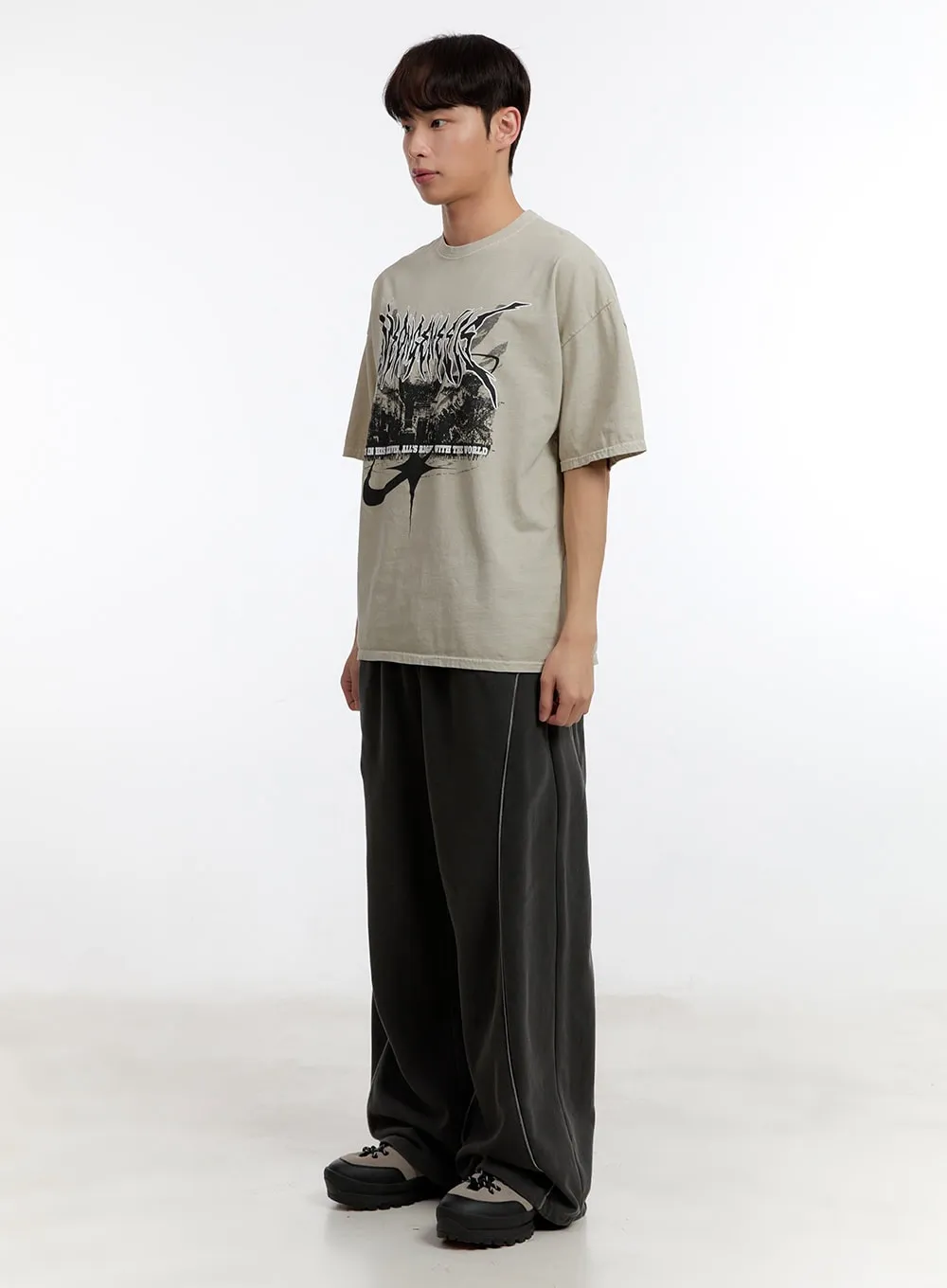 Men's Washed Wide-Fit Sweatpants IA504