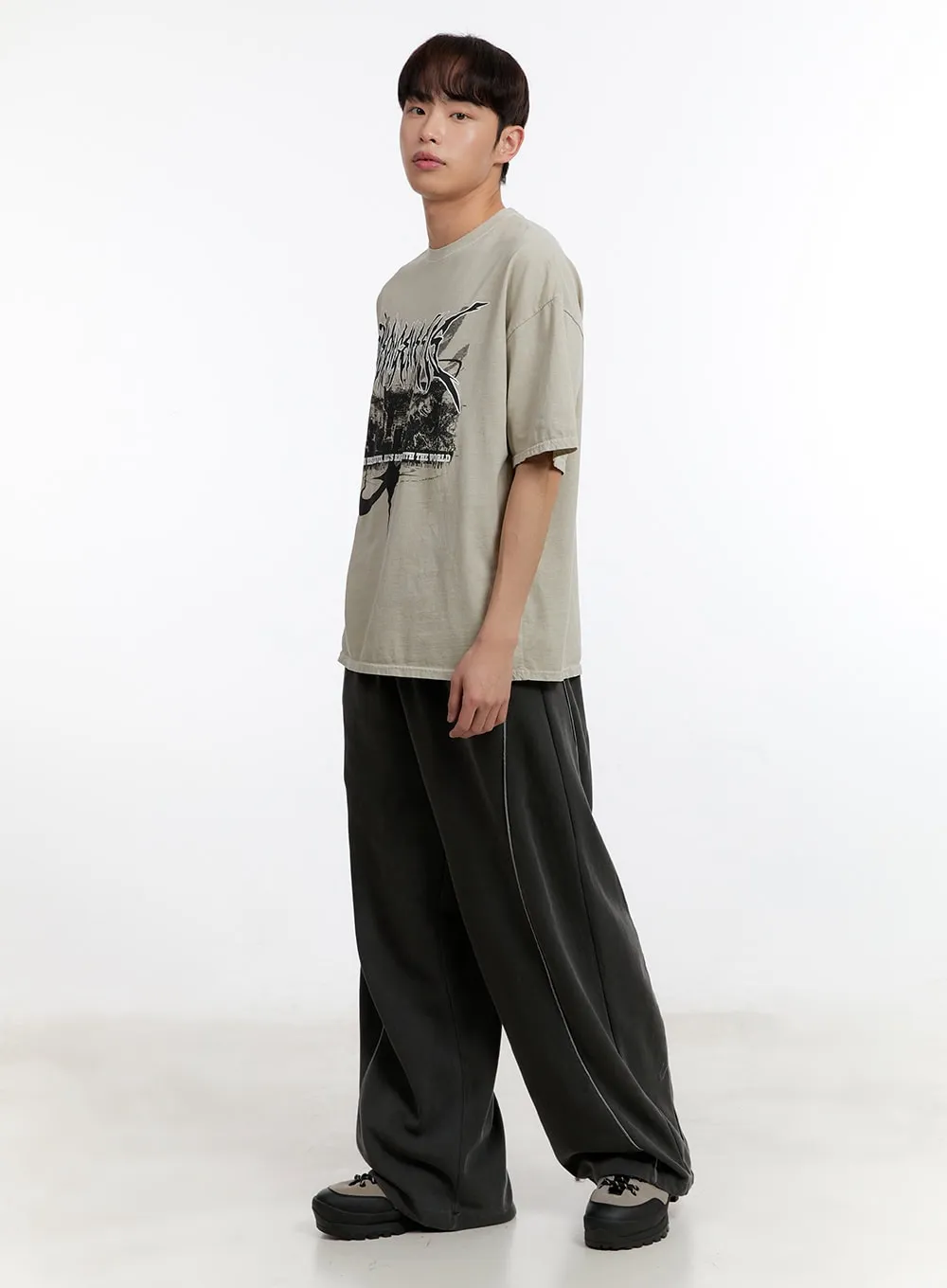 Men's Washed Wide-Fit Sweatpants IA504