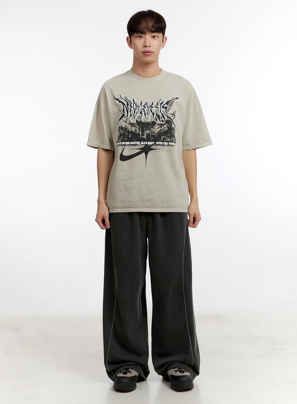 Men's Washed Wide-Fit Sweatpants IA504