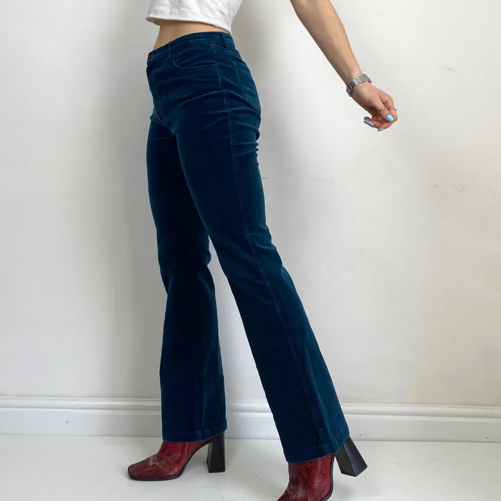 Teal Corduroy Trousers - SMALL