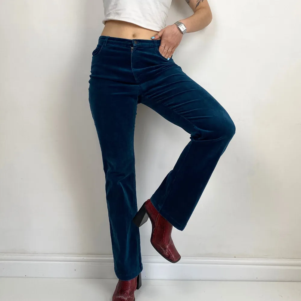 Teal Corduroy Trousers - SMALL