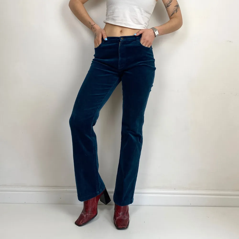 Teal Corduroy Trousers - SMALL